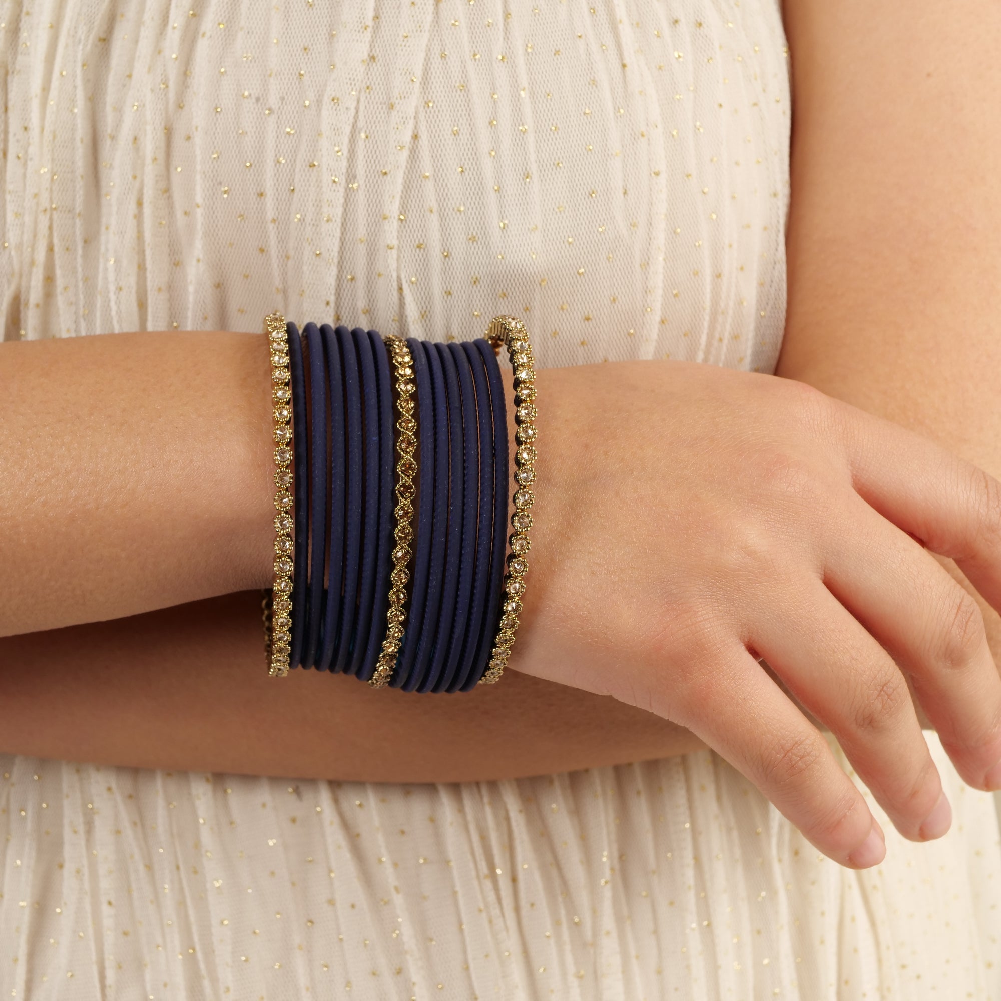 Radiant Bangle Set in Navy