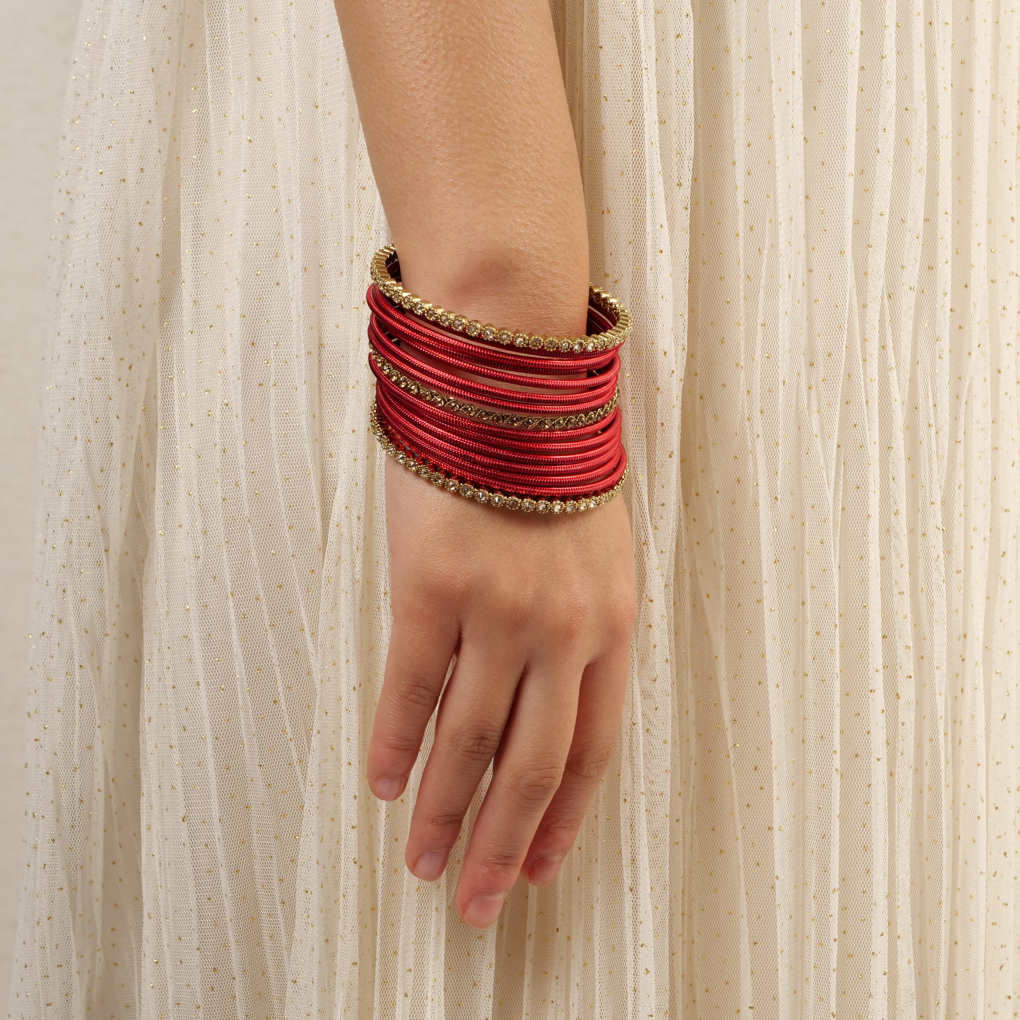 Radiant Bangle Set in Red