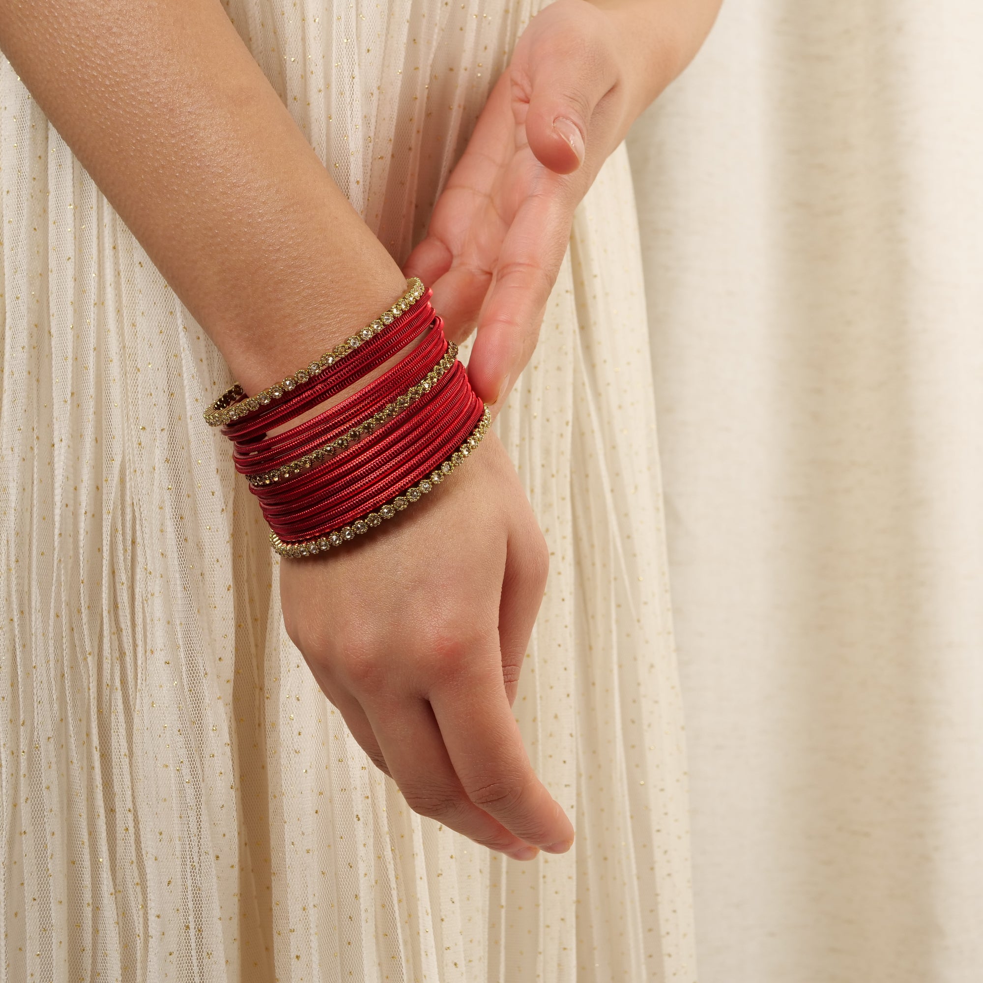 Radiant Bangle Set in Red - Main Image