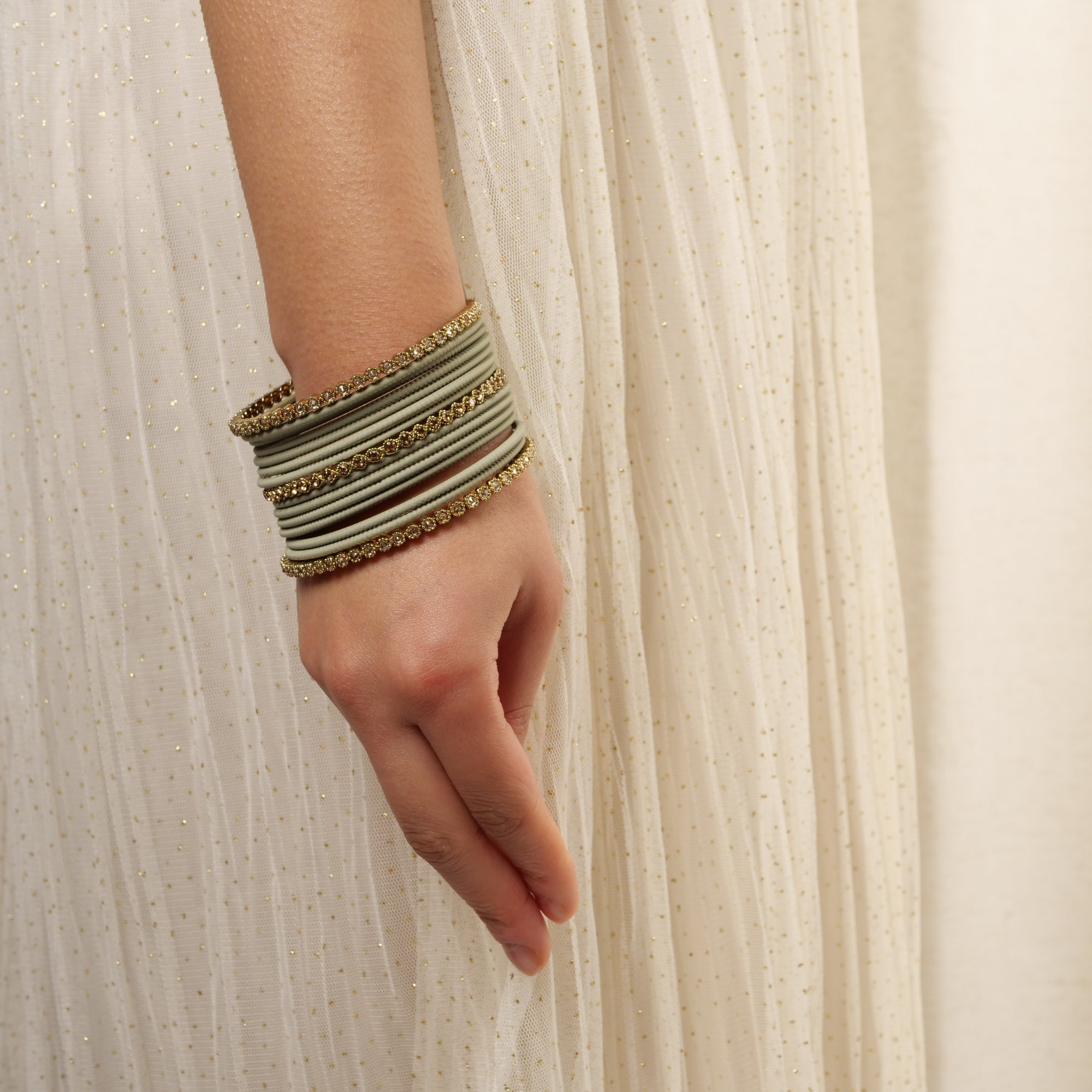 Radiant Bangle Set in Sage