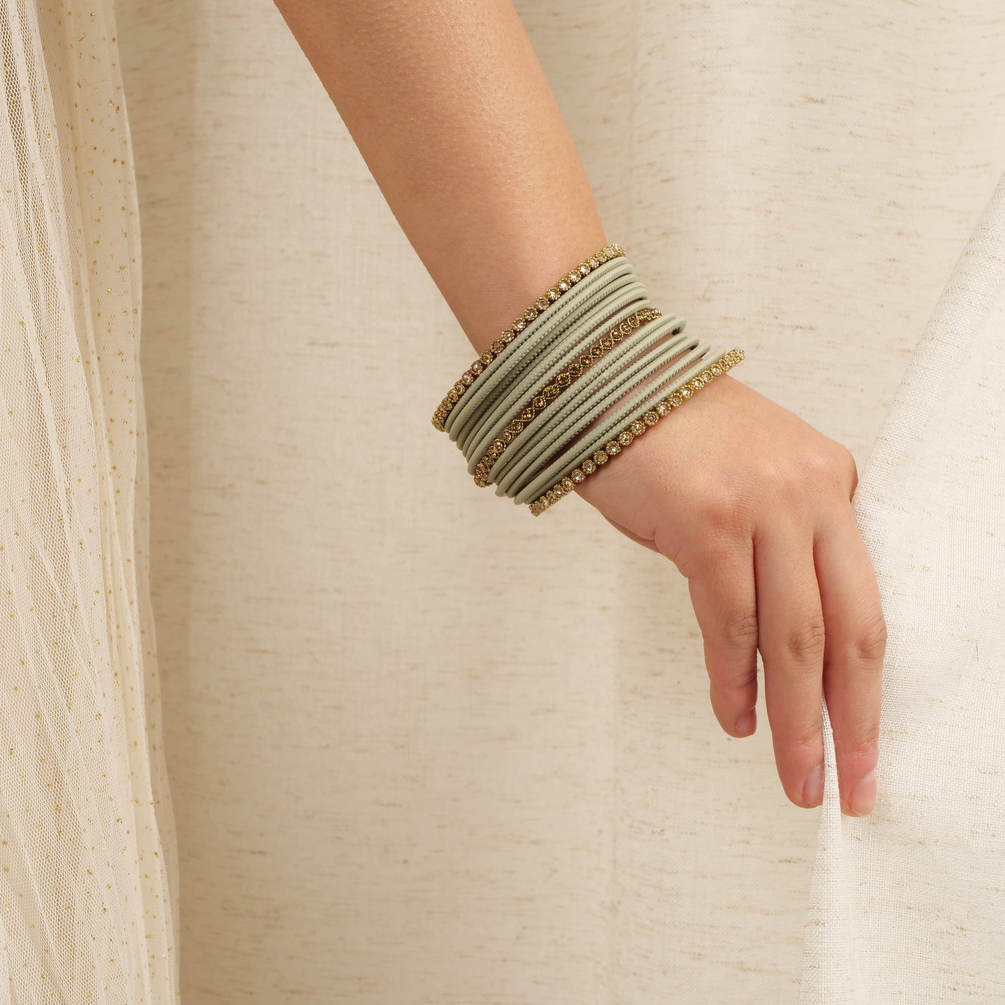 Radiant Bangle Set in Sage