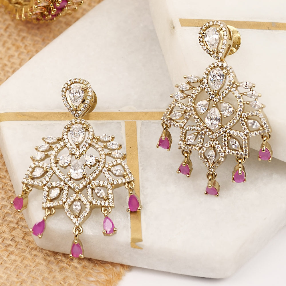 Avery Cubic Zirconia Earrings in Ruby