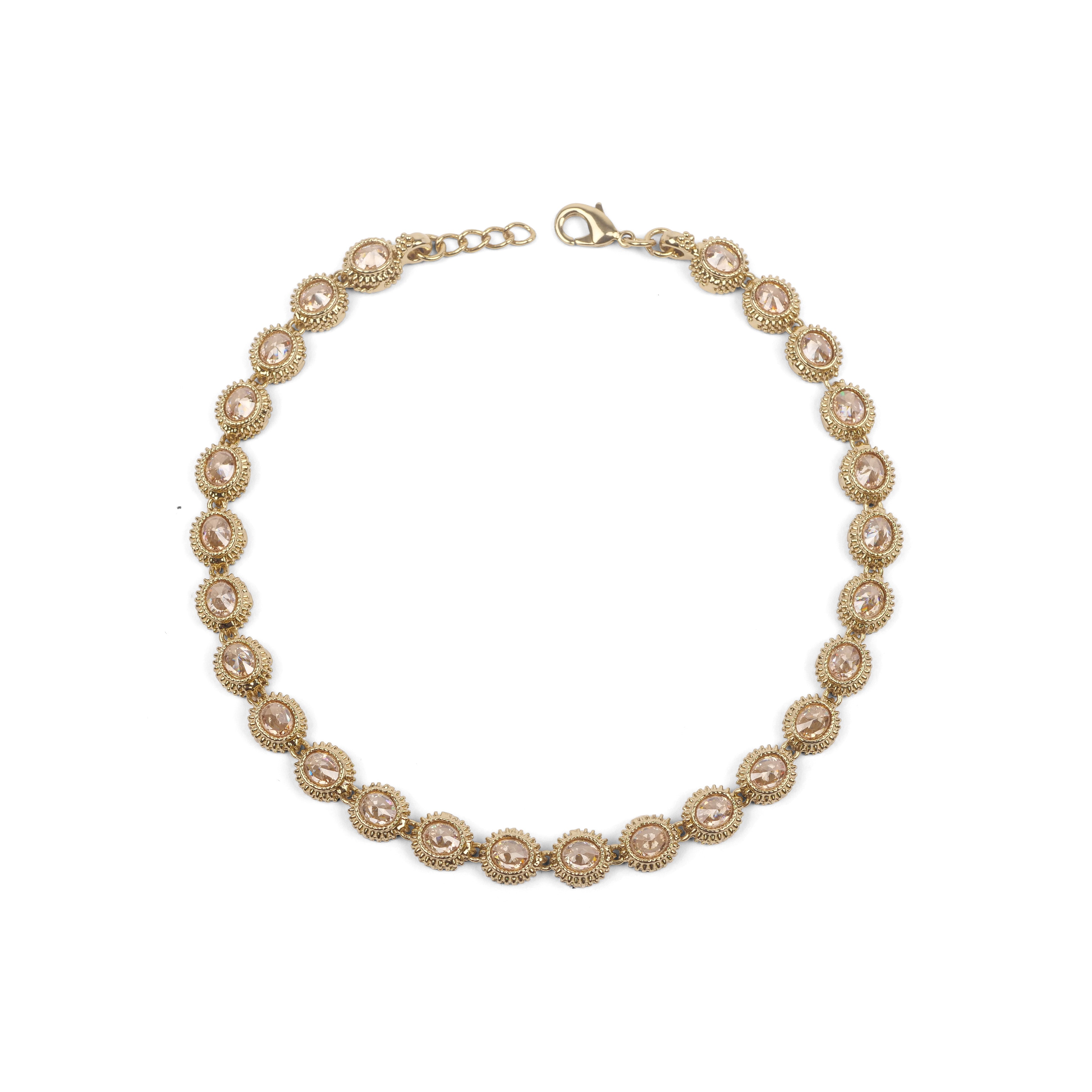 Filigree Light Topaz Anklet in Antique Gold