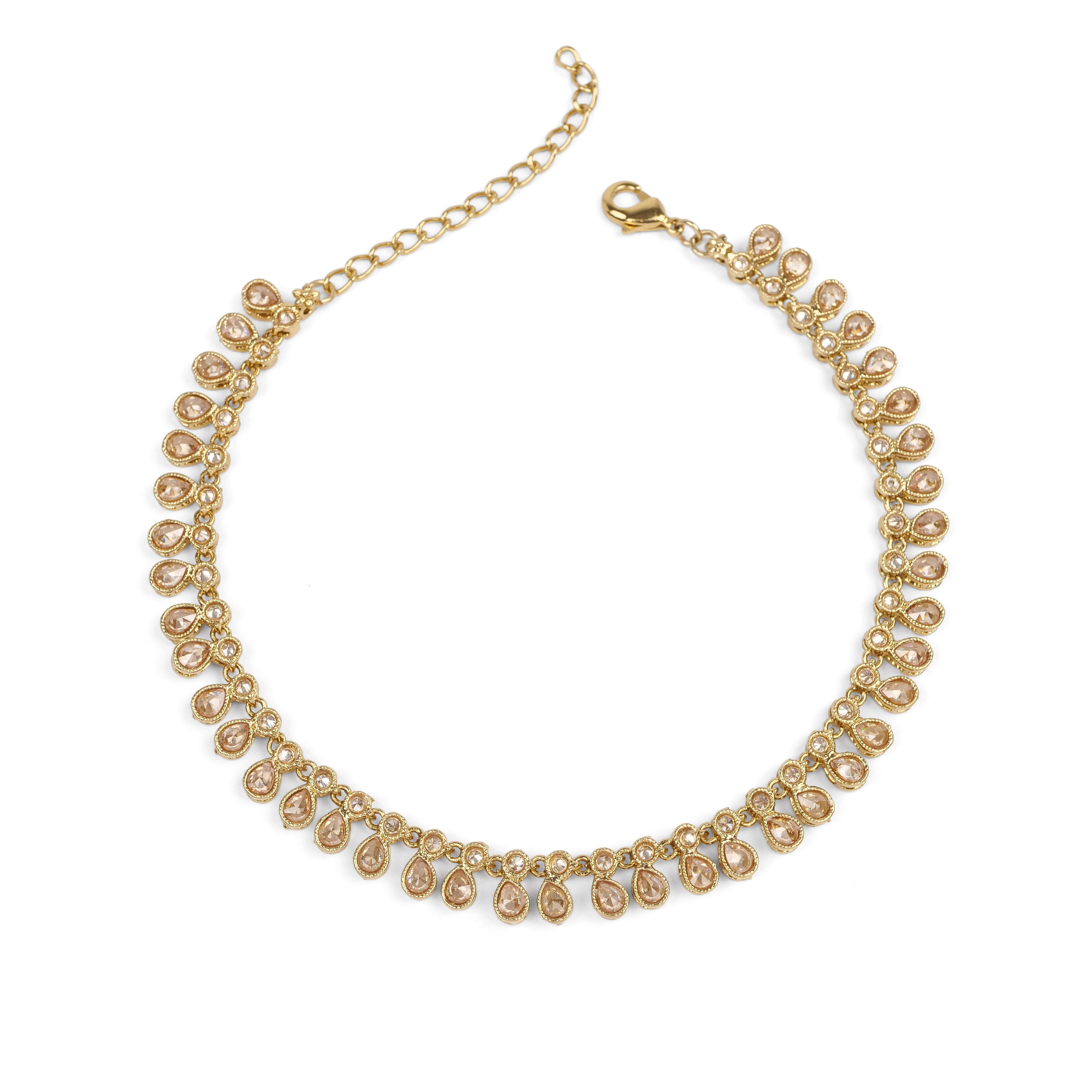 Crystal Drop Anklet in Champagne 