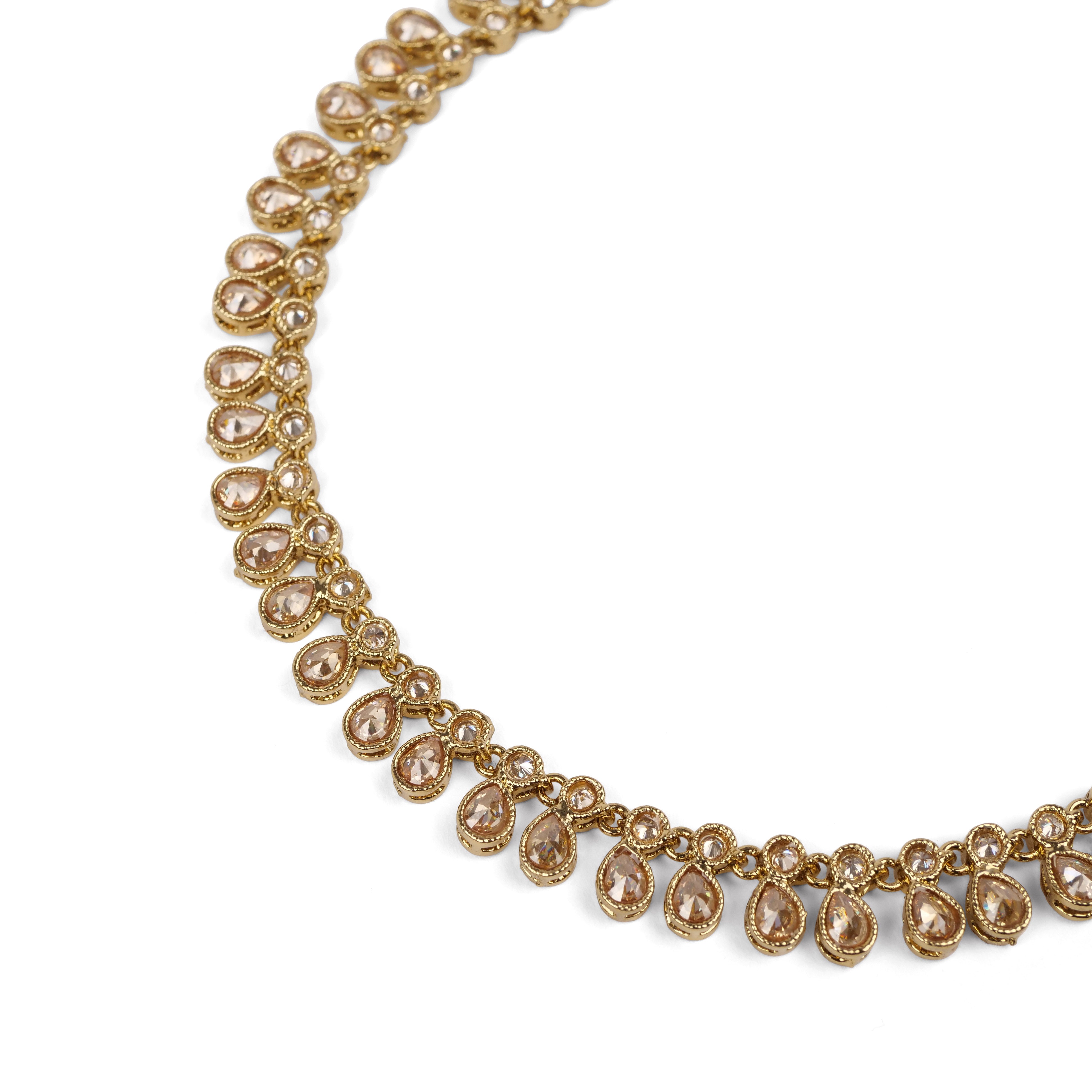 Crystal Drop Anklet in Champagne 