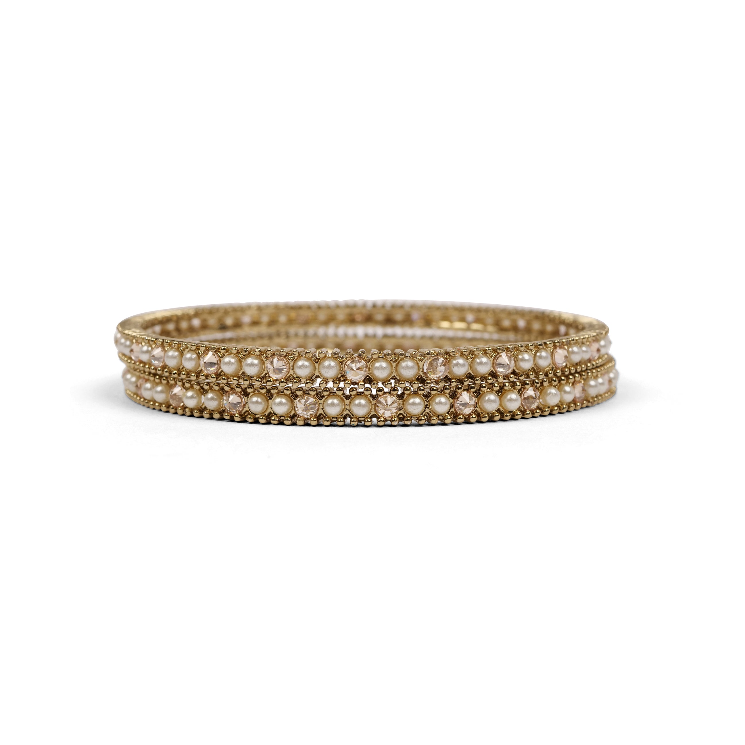 Aahna Antique Gold Bangles in Pearl
