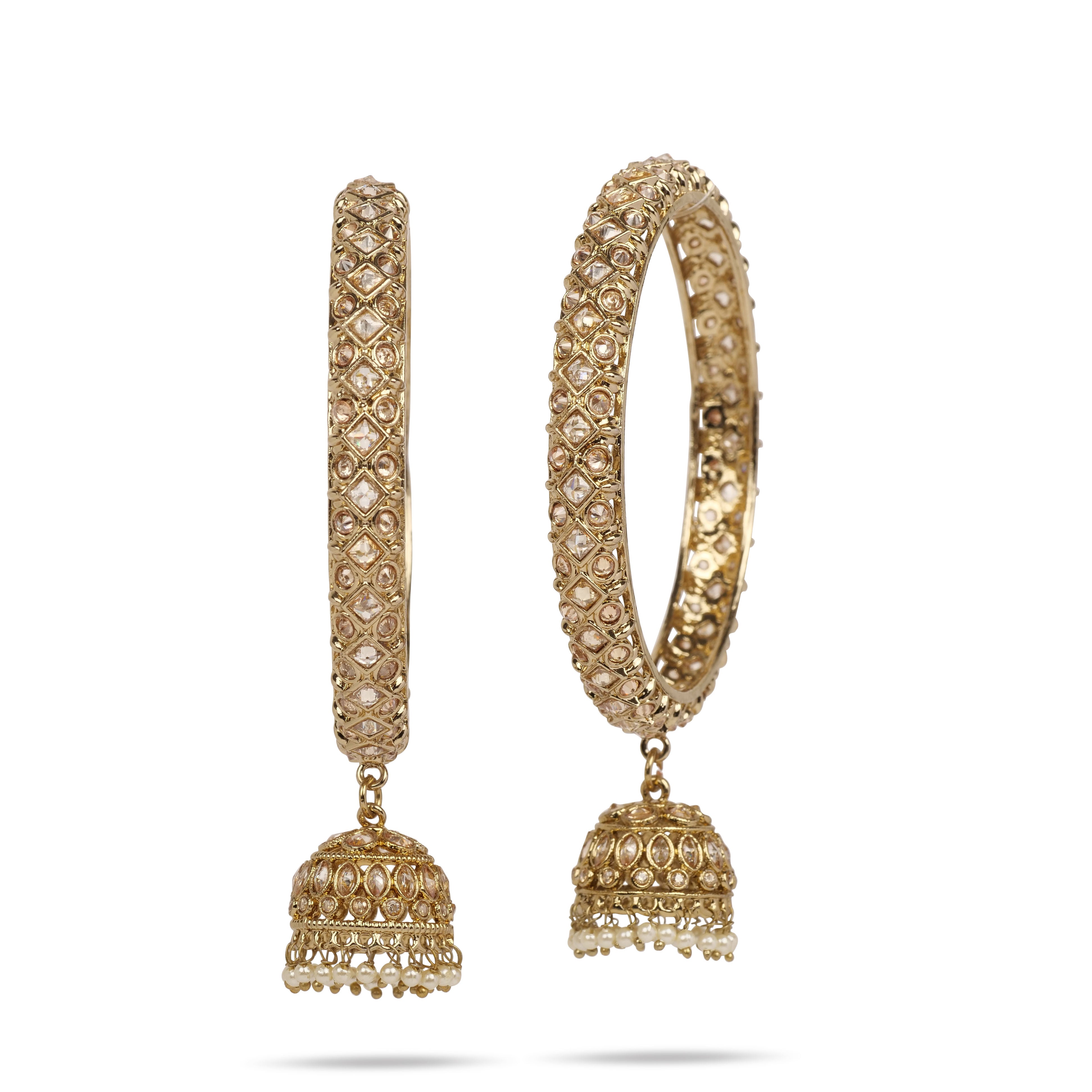 Aruna Jhumka Bangles in Antique Gold