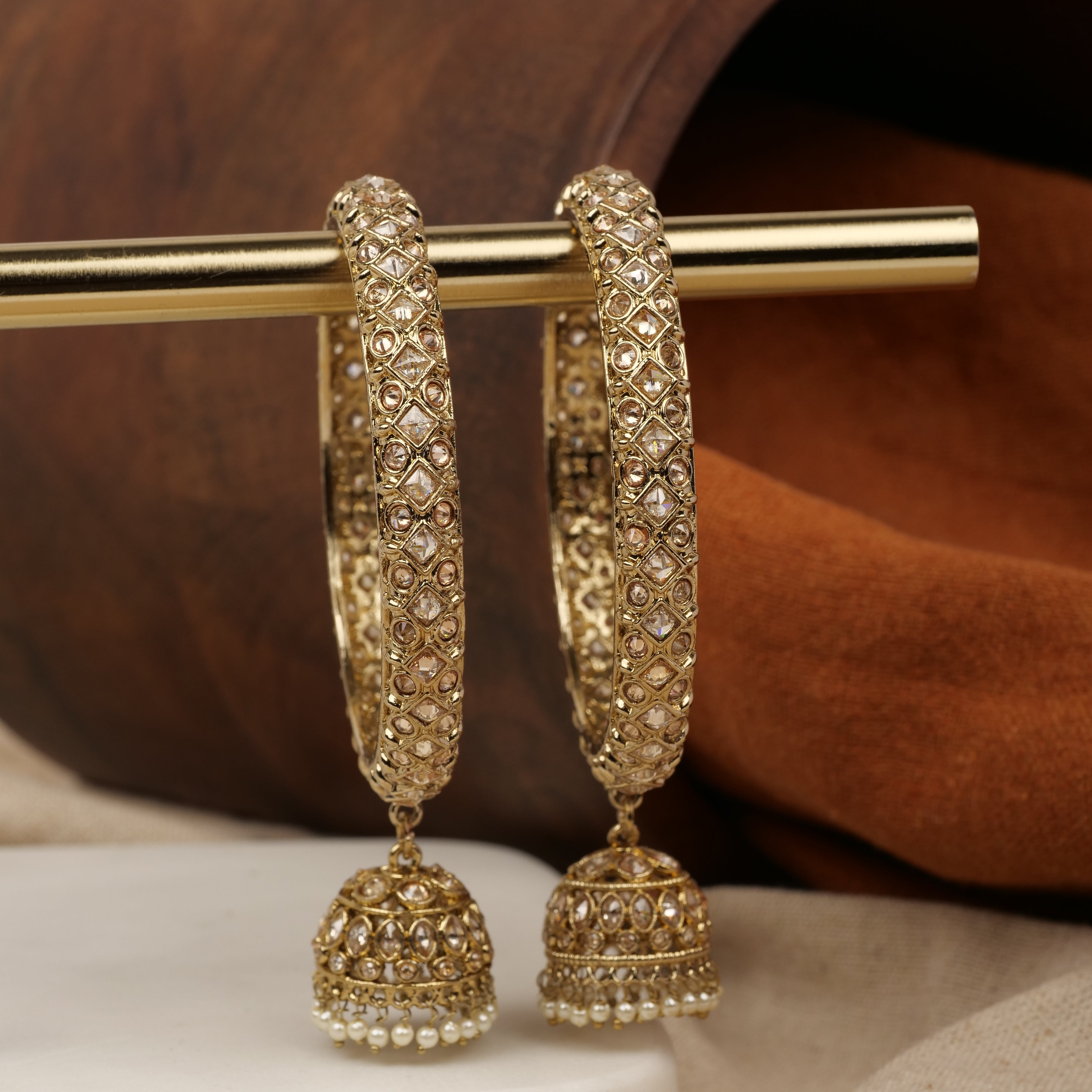 Aruna Jhumka Bangles in Antique Gold