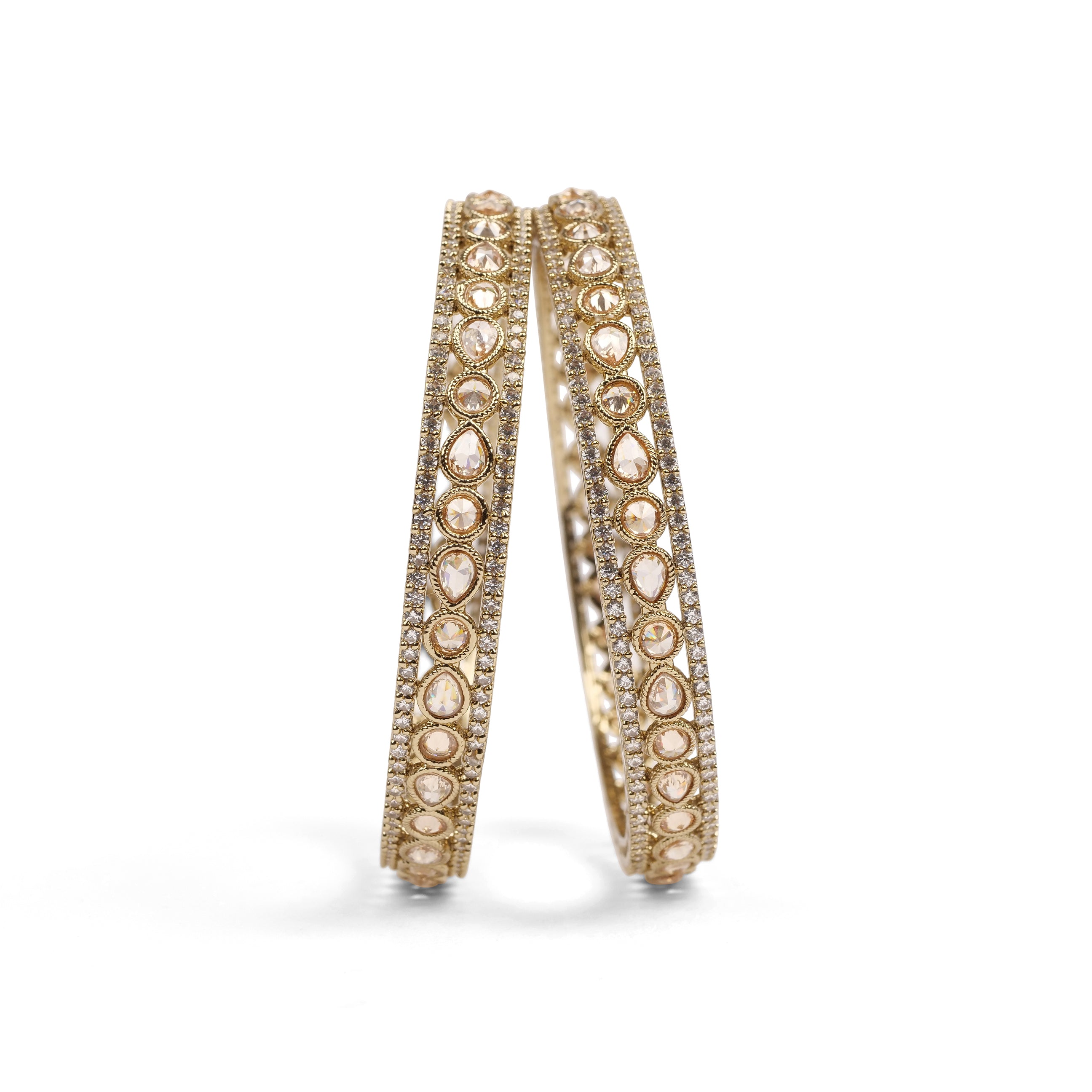 Amaya Crystal Kada Bangles in Champagne