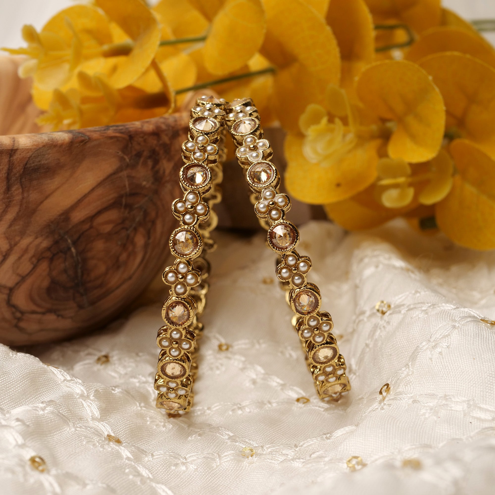 Siya Pearl and Crystal Kada Bangles