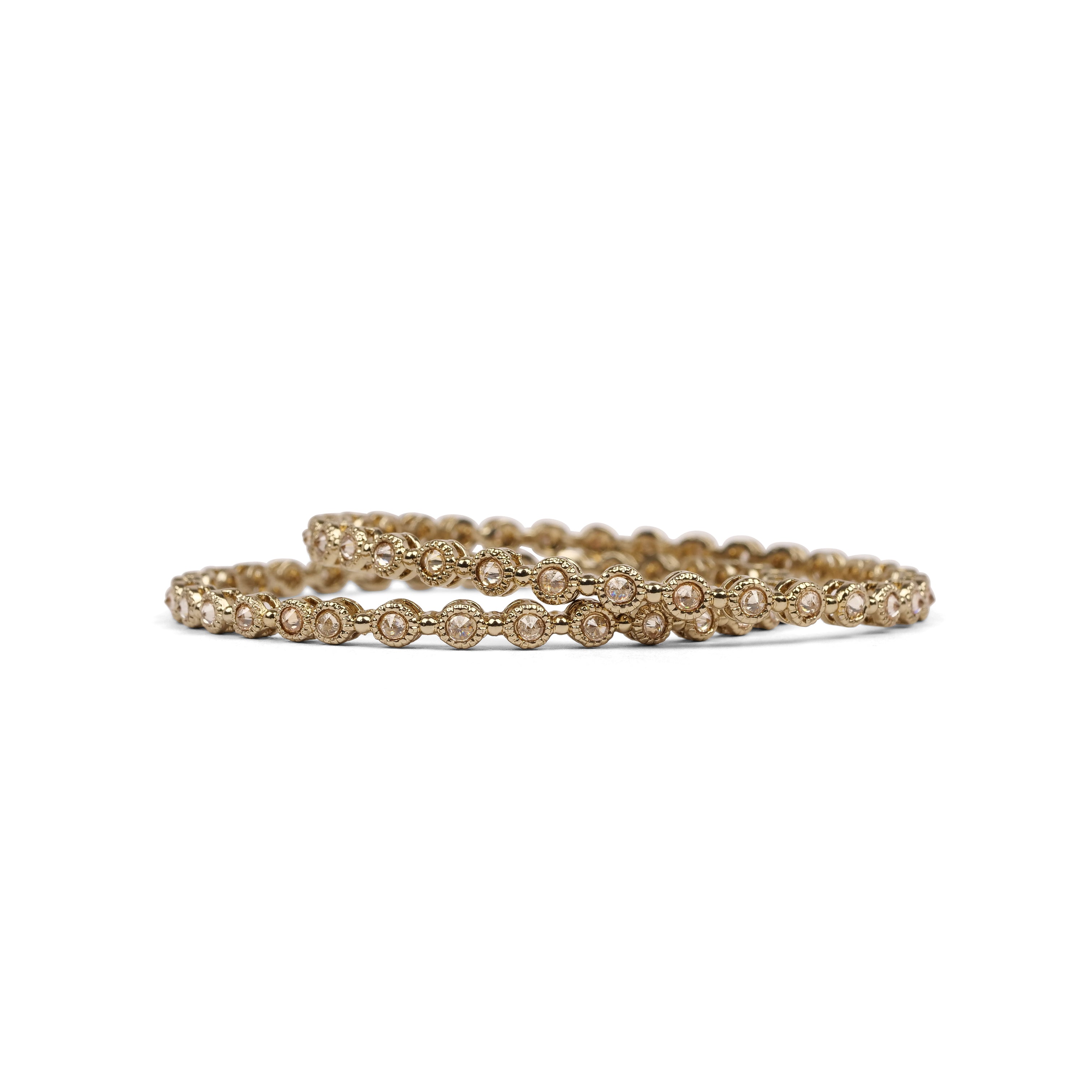 Jahan Crystal Kada Bangles in Champagne