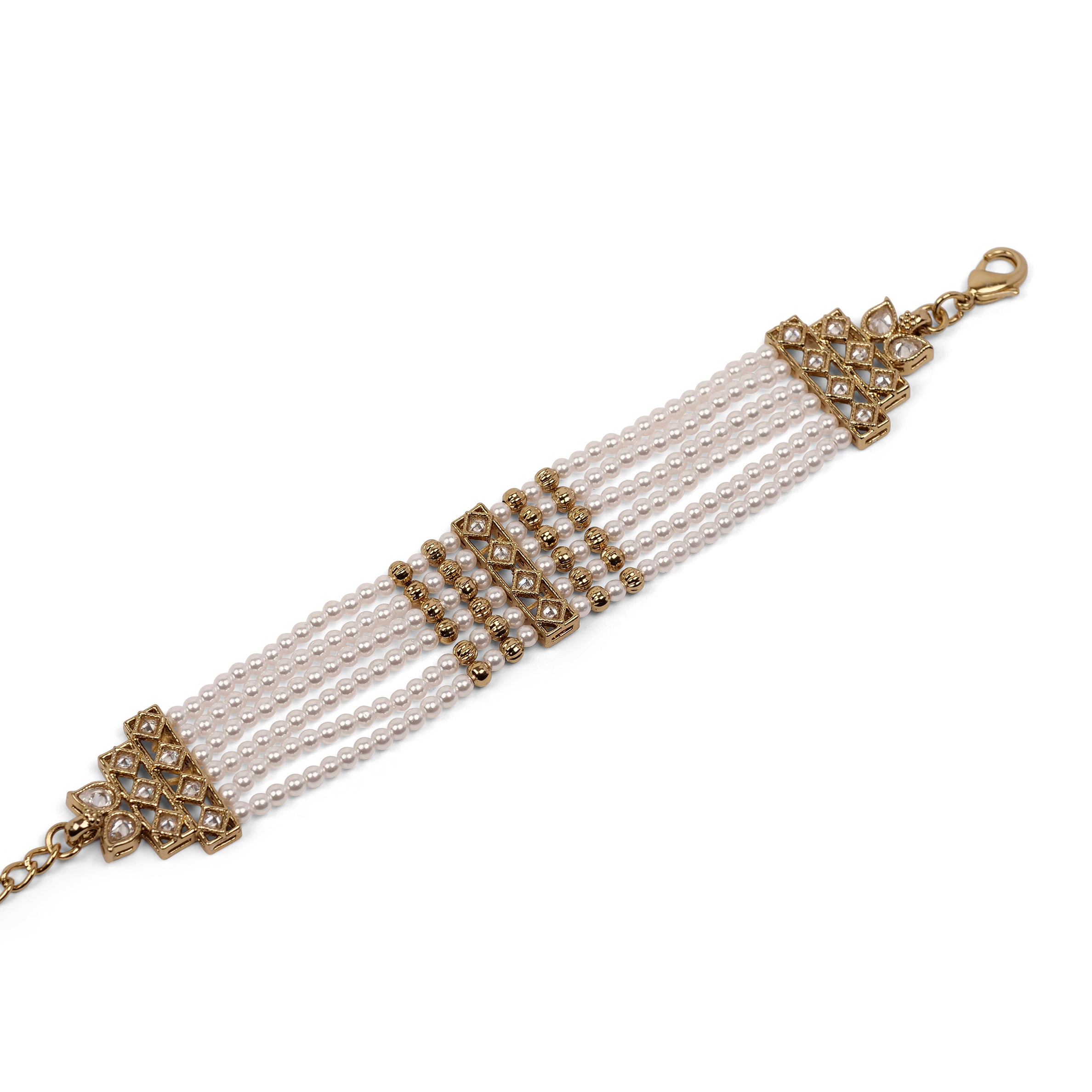 Multi Pearl Strand Bracelet in White