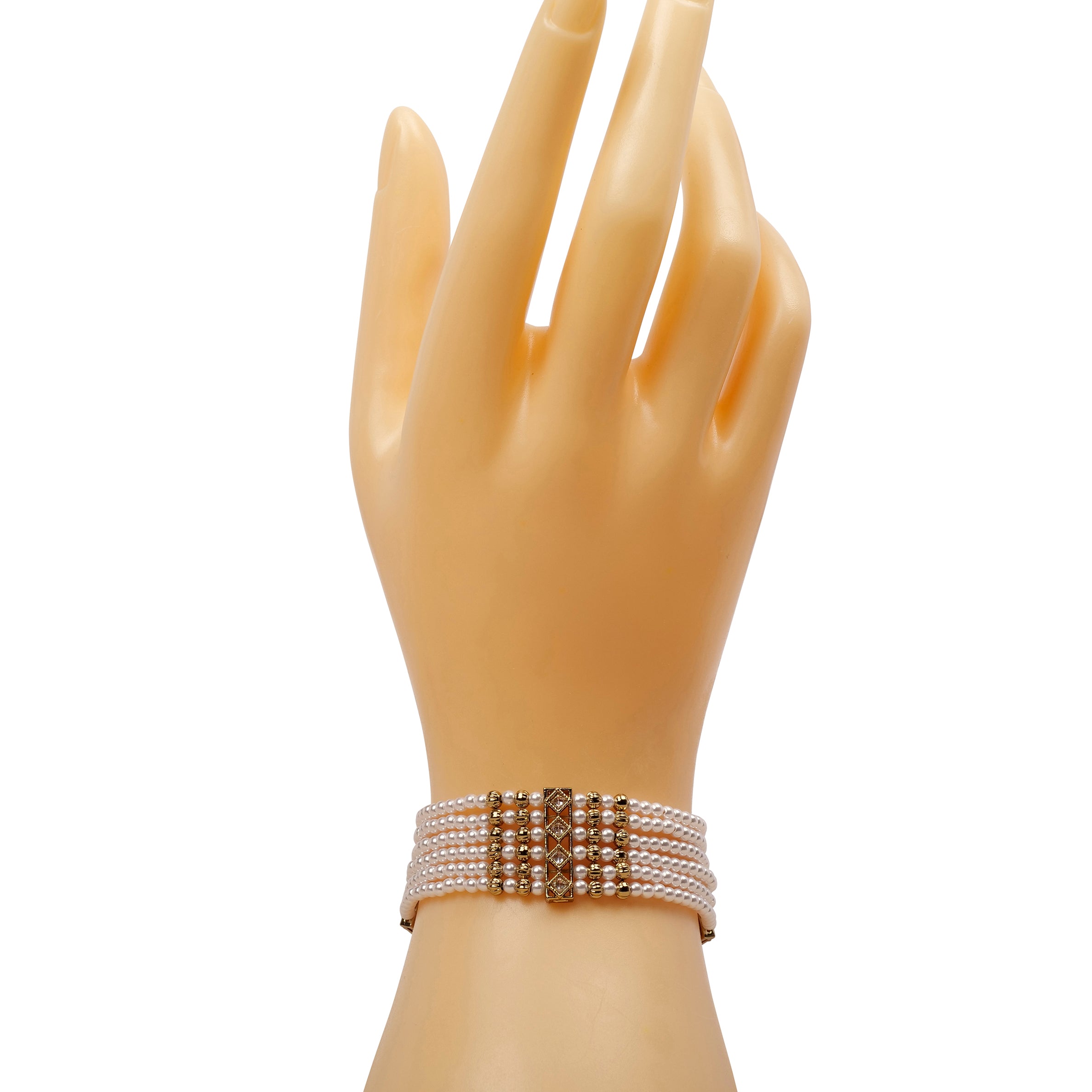 Multi Pearl Strand Bracelet in White