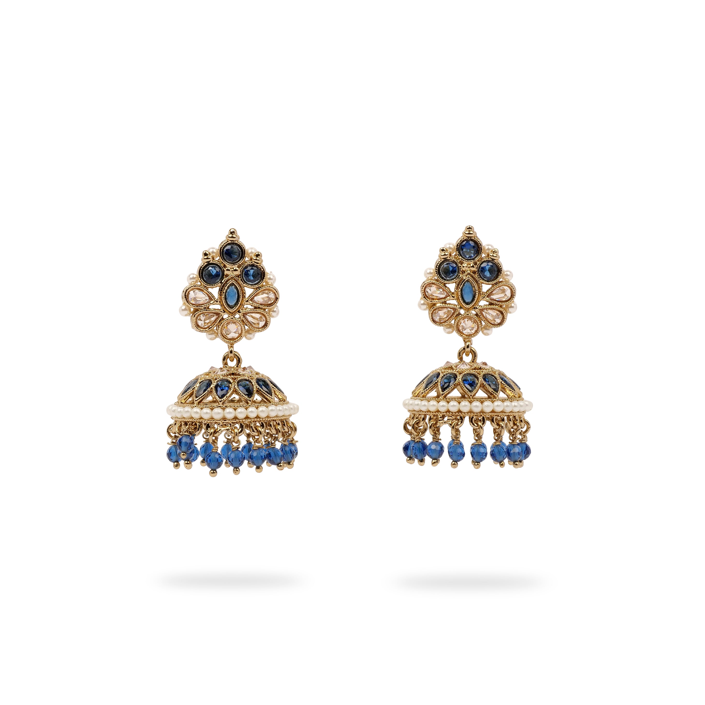 Kesar Jhumka Earrings in Blue