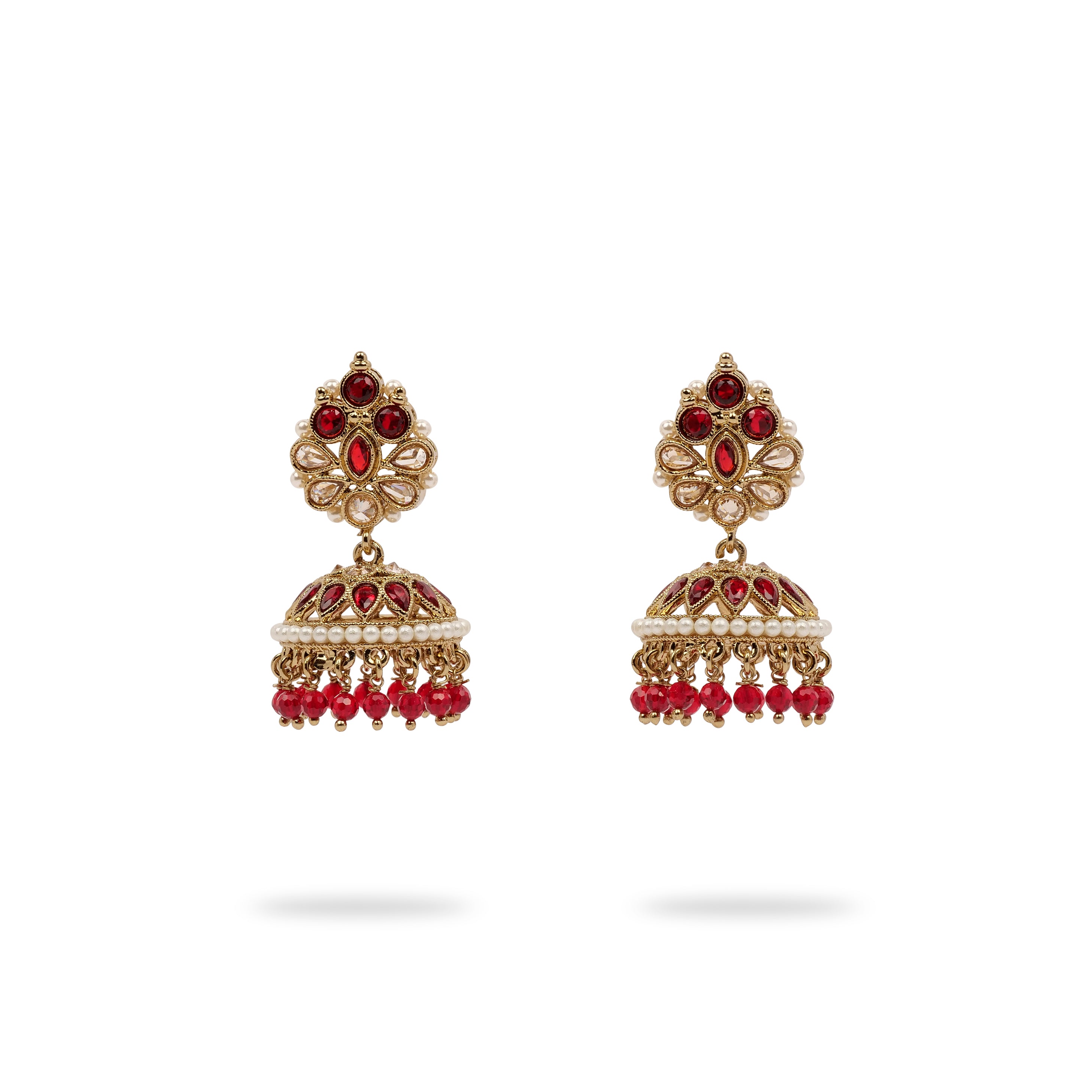 Kesar Jhumka Earrings in Maroon
