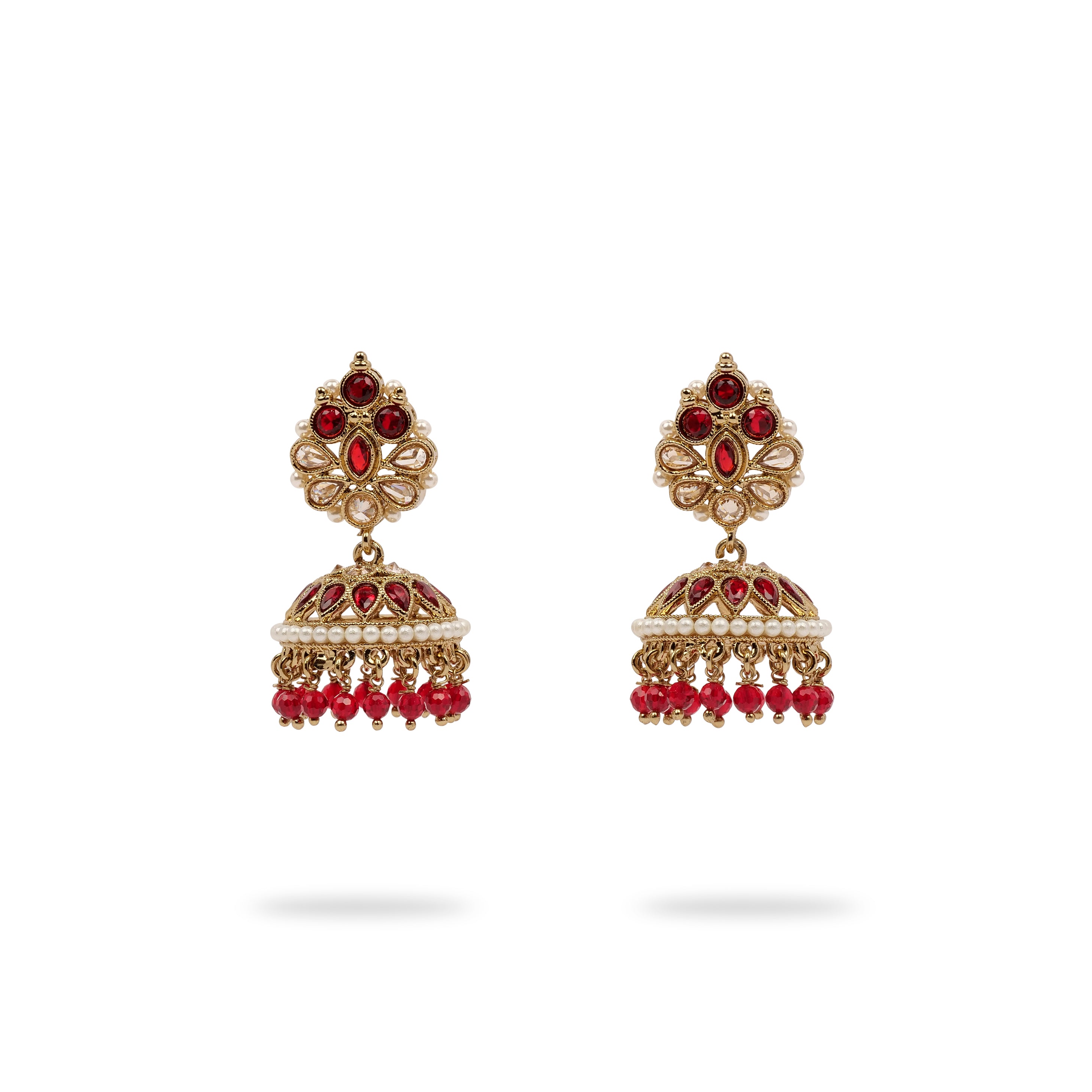 Kesar Jhumka Earrings in Maroon 