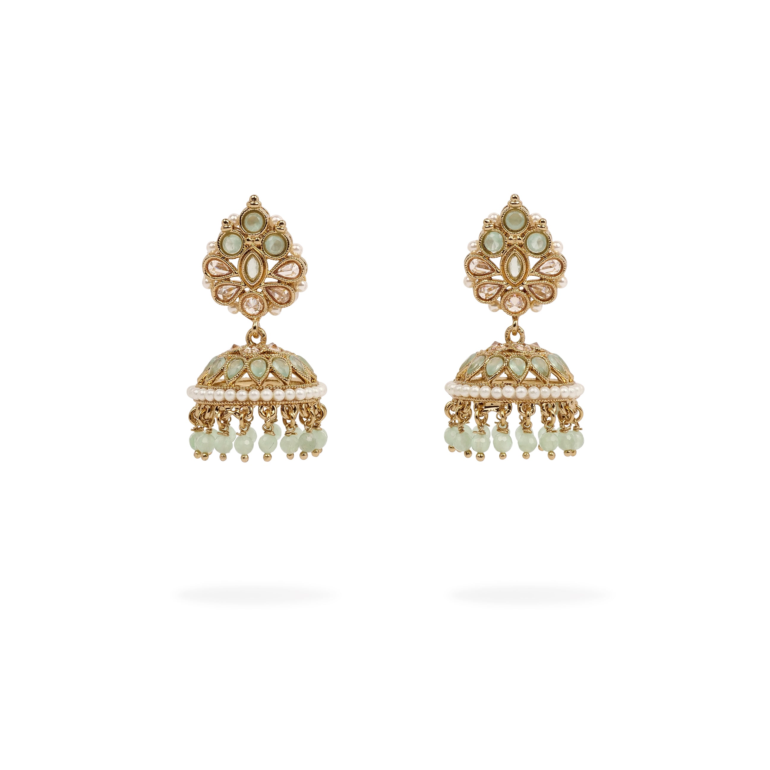 Kesar Jhumka Earrings in Mint