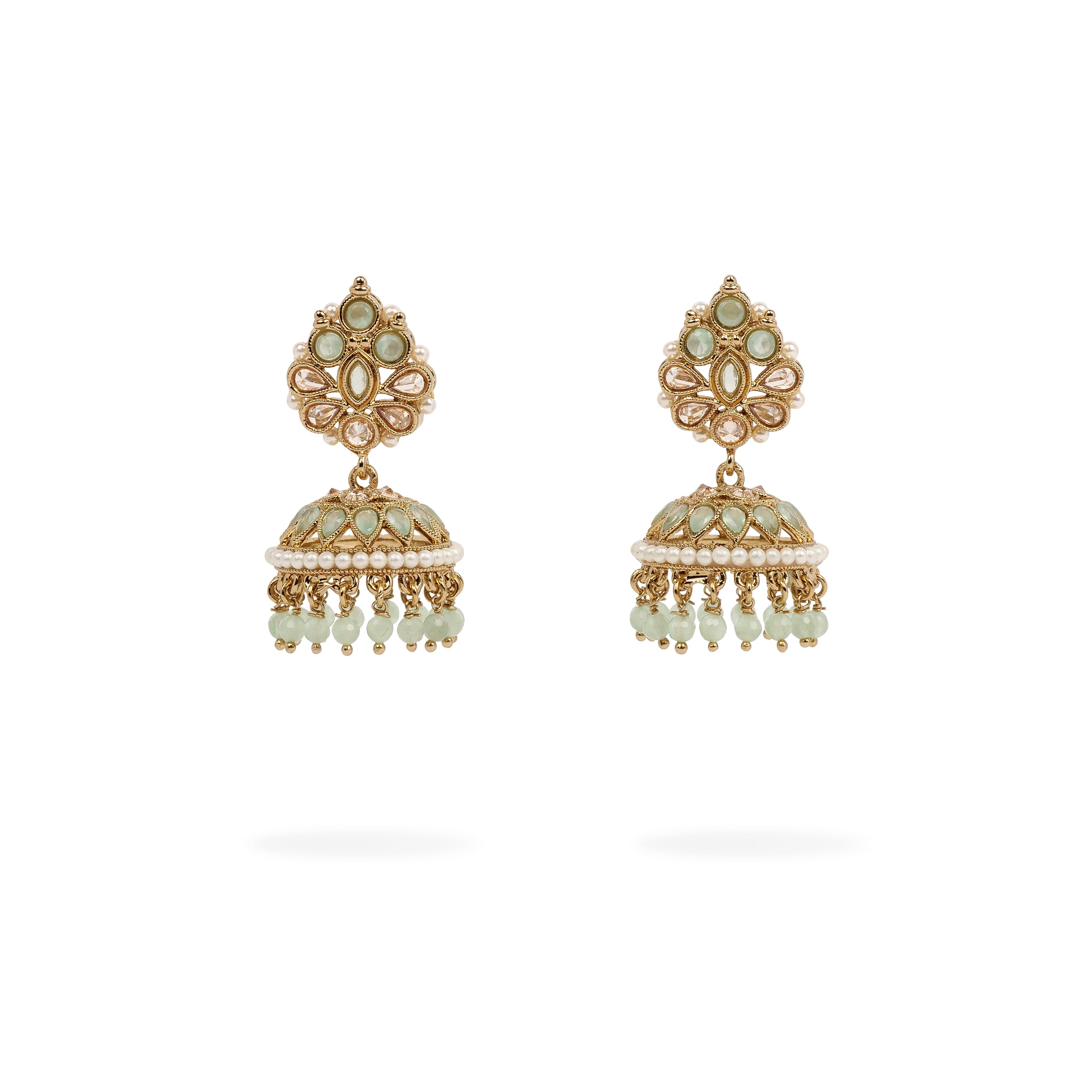 Kesar Jhumka Earrings in Mint