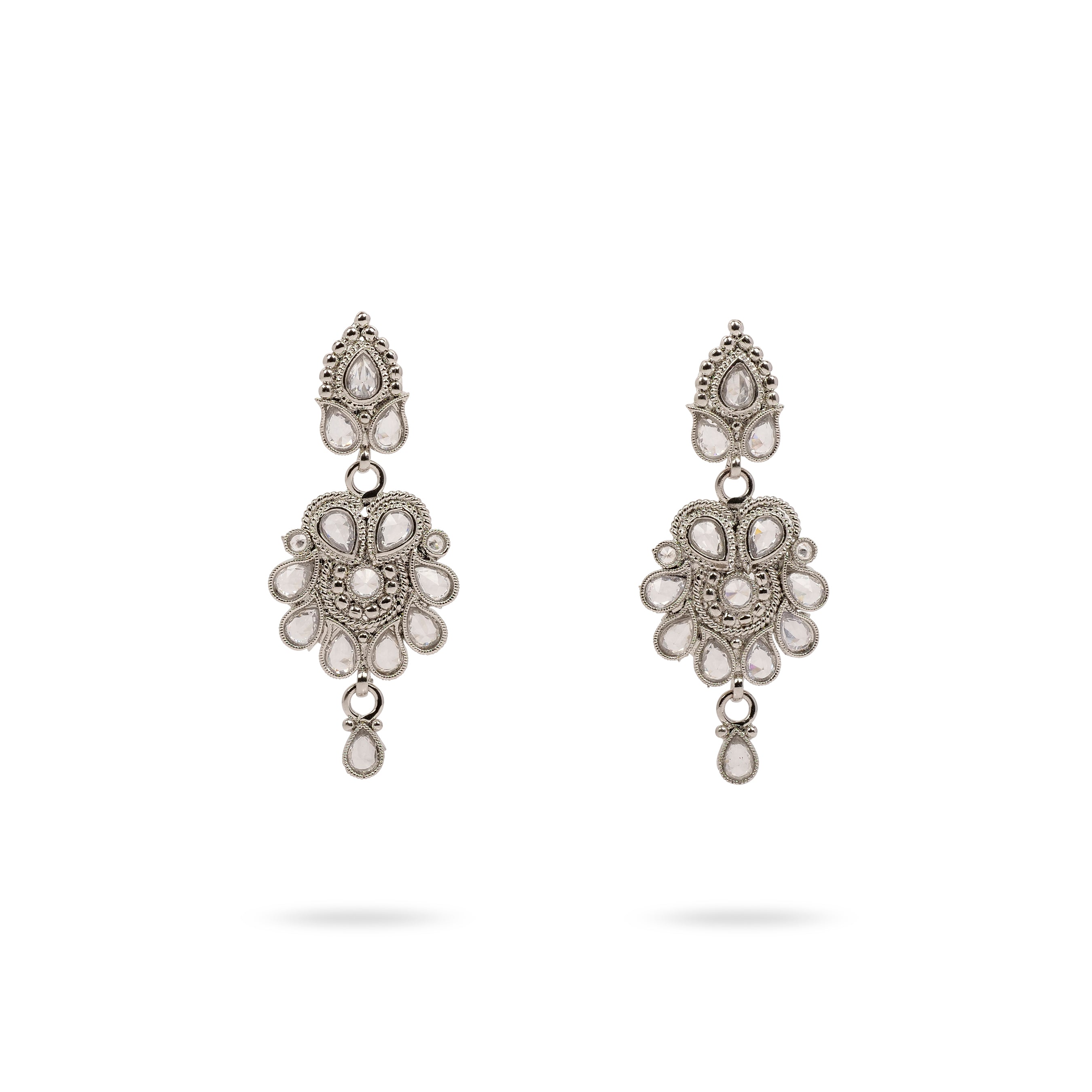 Rhodium Small Drop Earrings