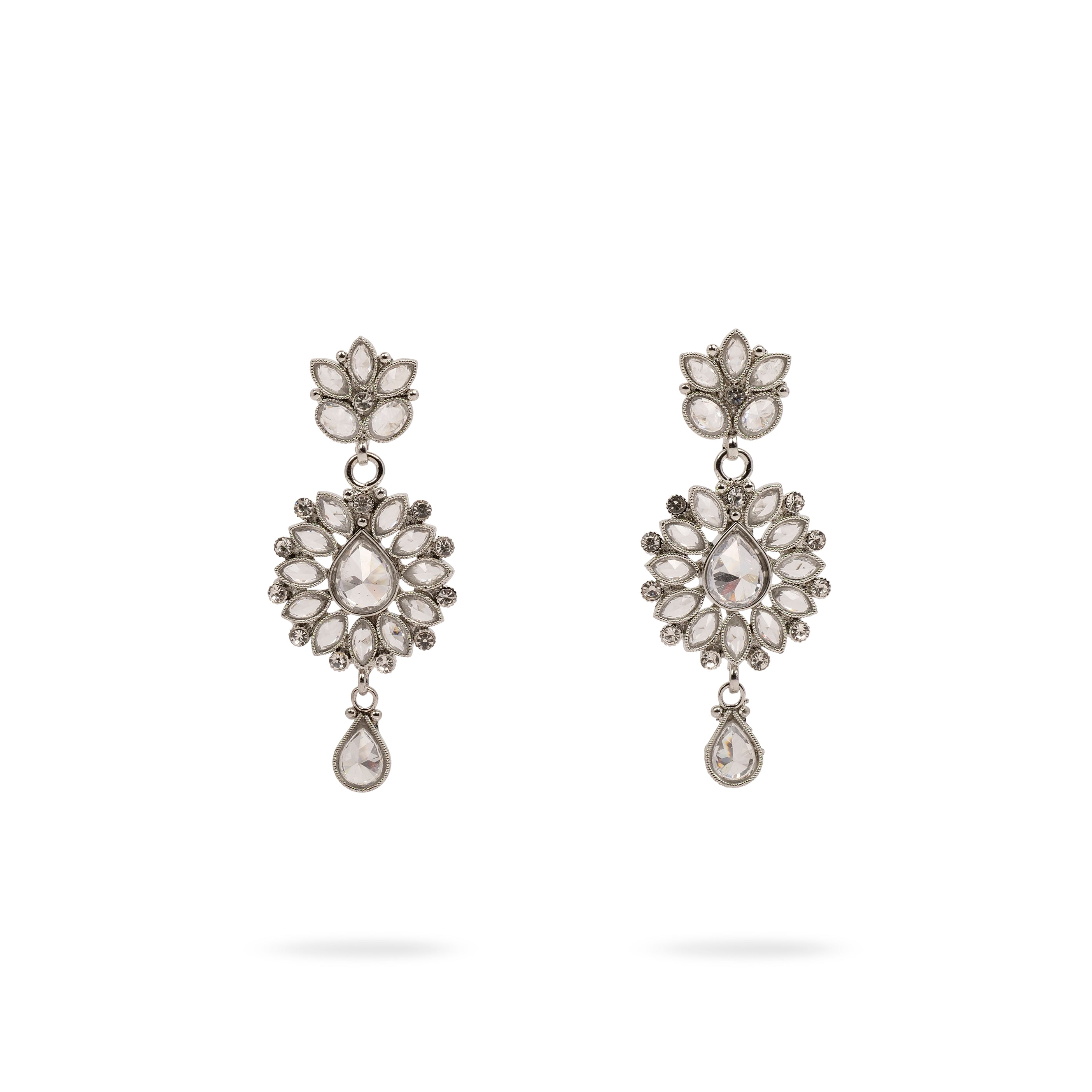 Pear Drop Small Earrings in Rhodium