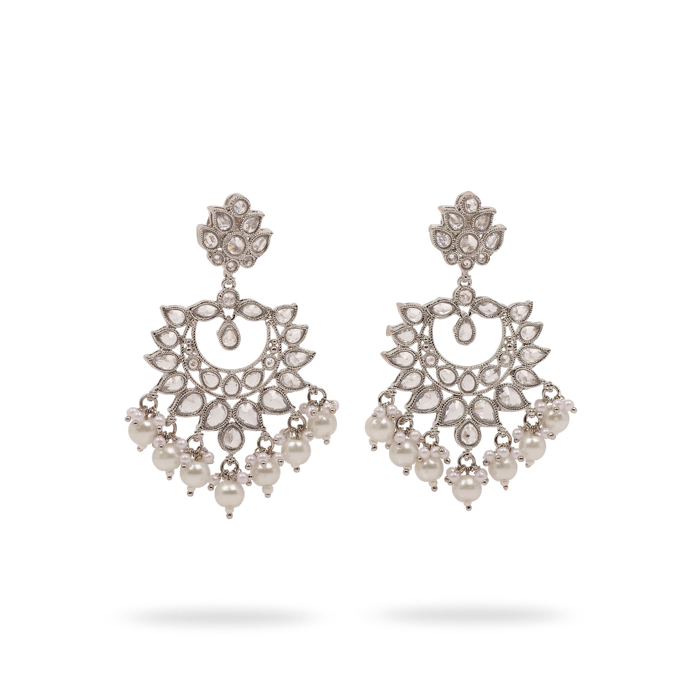 Rahi Chandbali Earrings in Rhodium