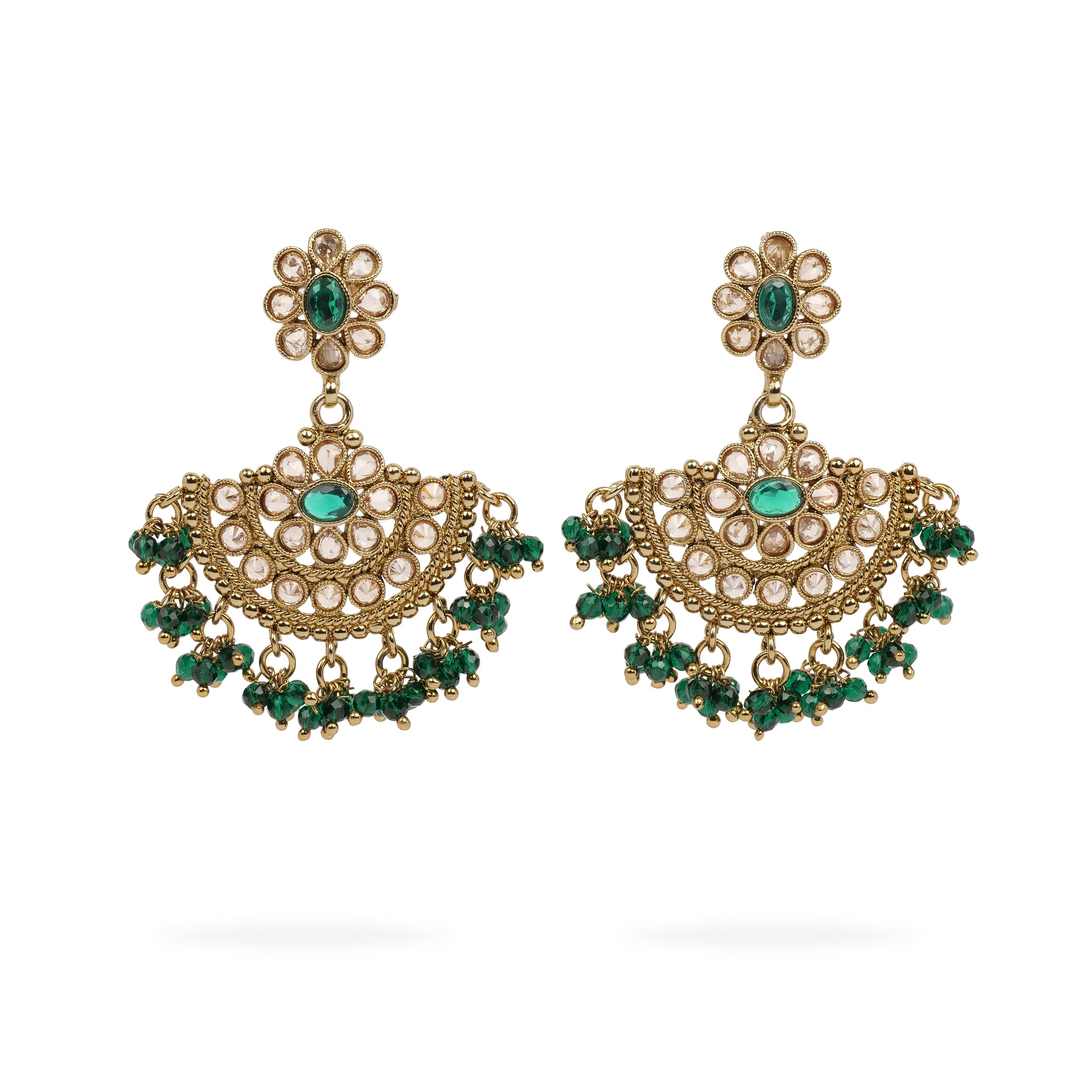 Suhana Long Earrings in Green