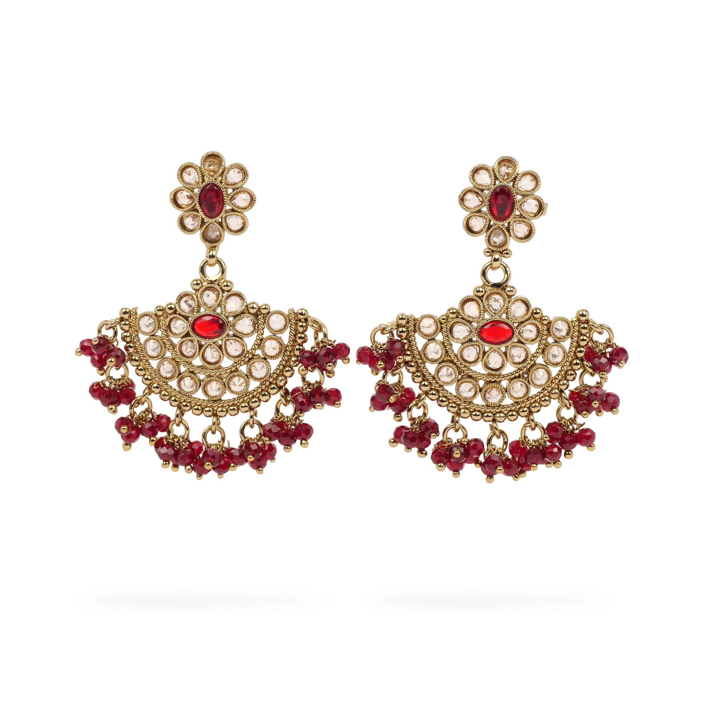 Suhana Long Earrings in Maroon