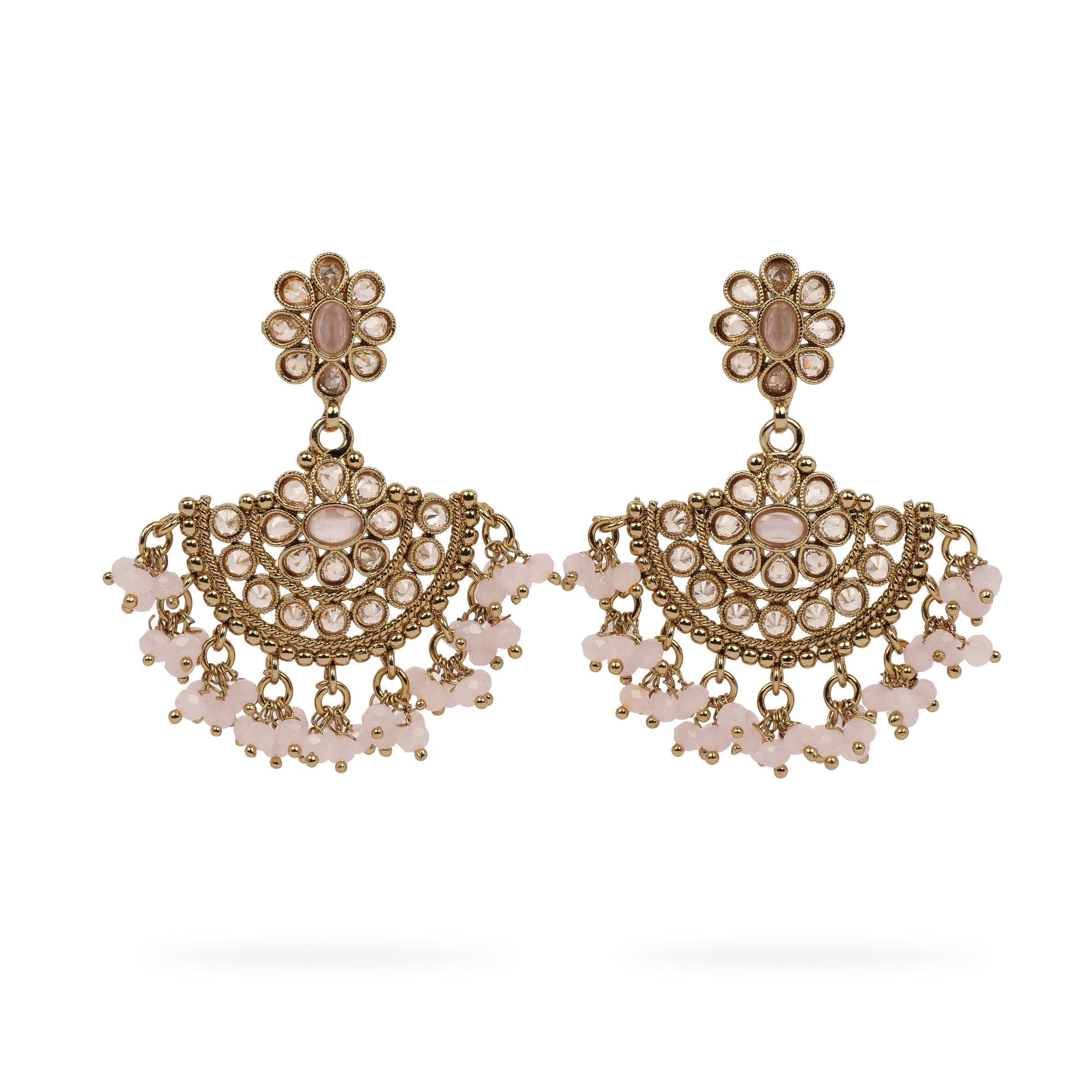 Suhana Long Earrings in Light Pink