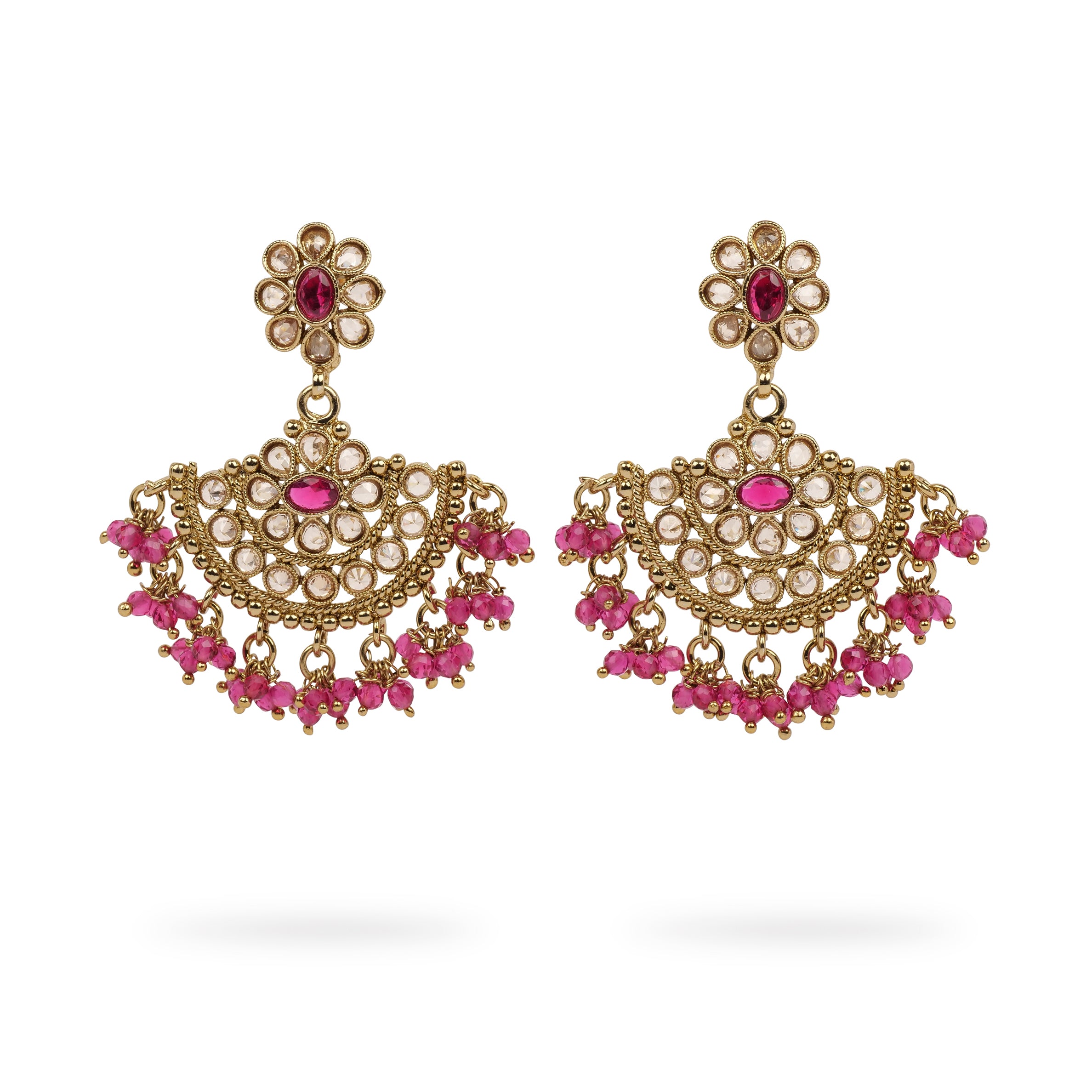 Suhana Long Earrings in Ruby