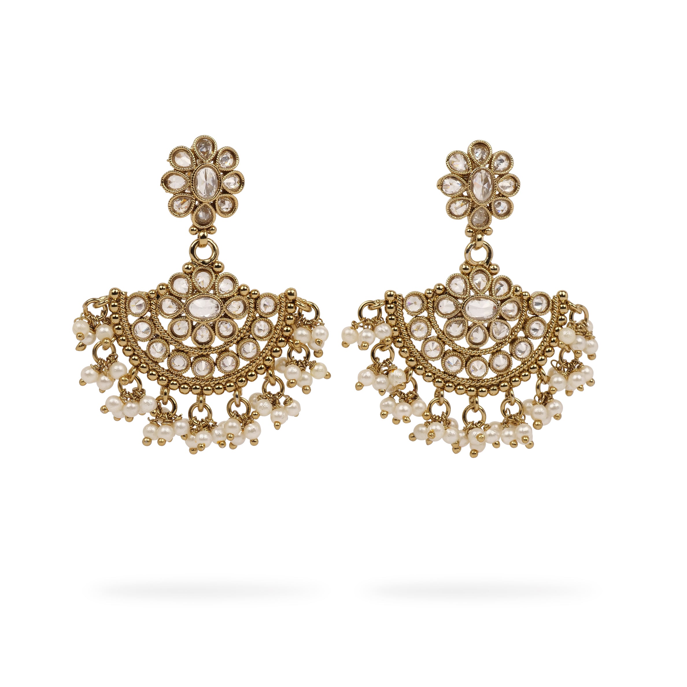 Suhana Long Earrings in White