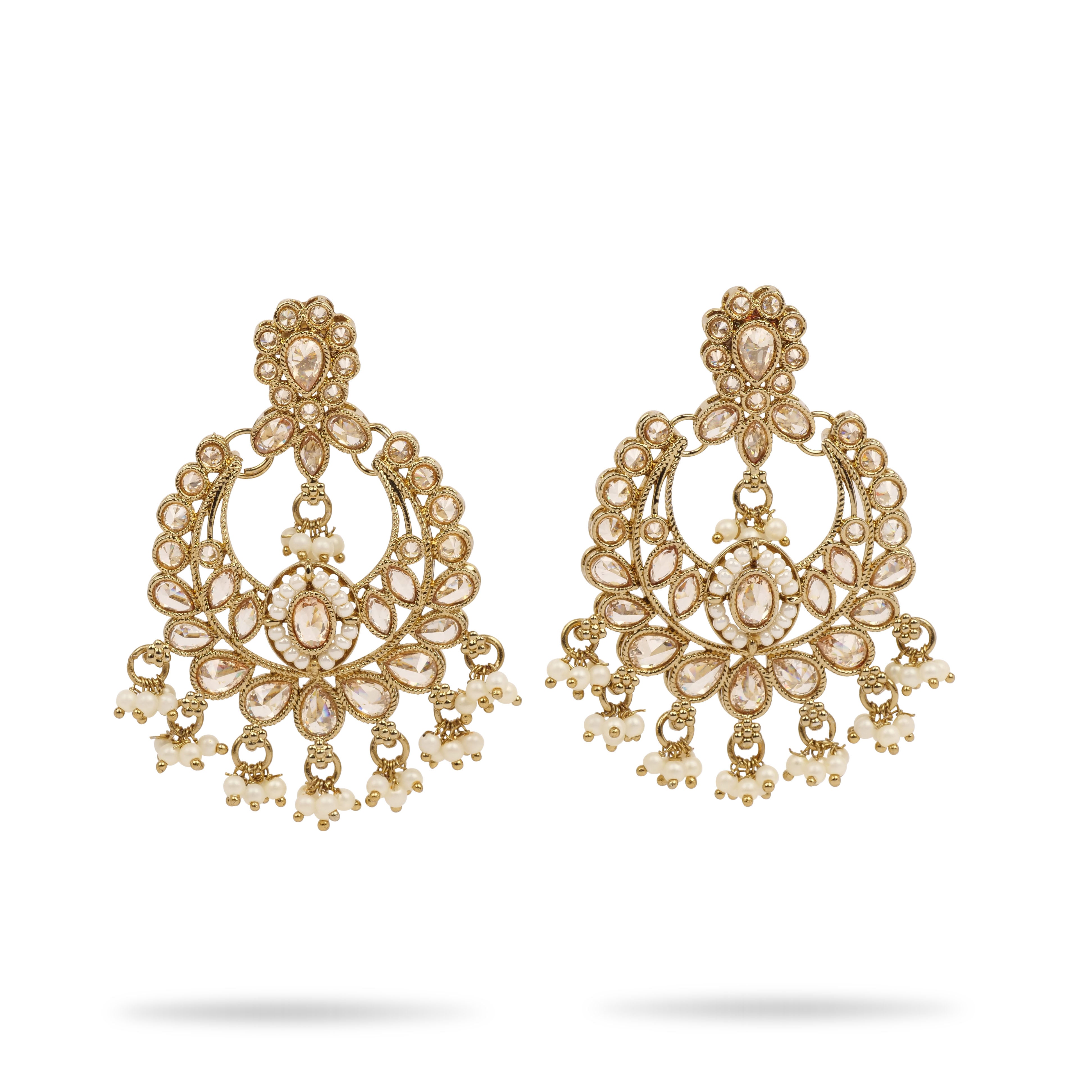 Toral Chandbali Earrings in Pearl