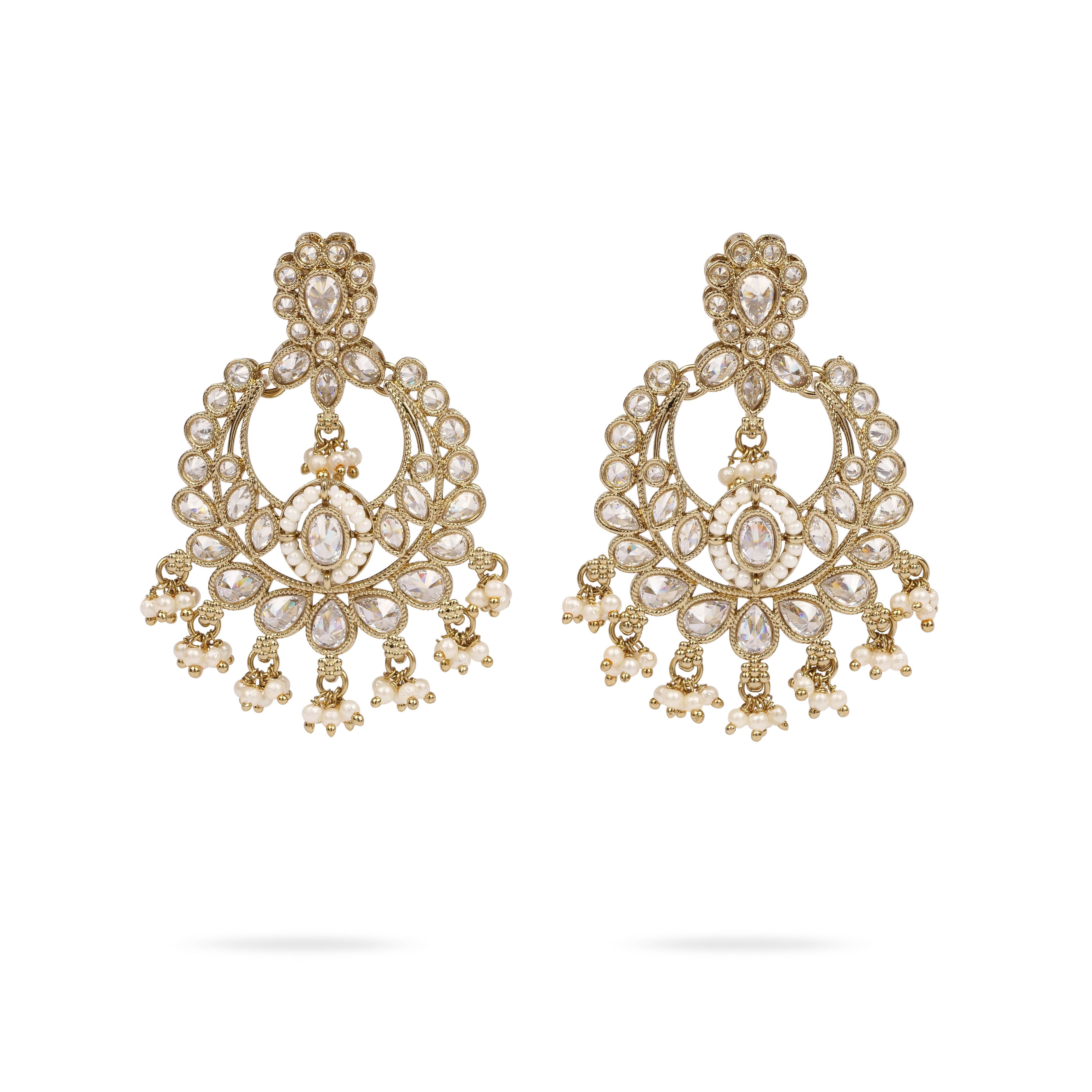 Toral Chandbali Earrings in White