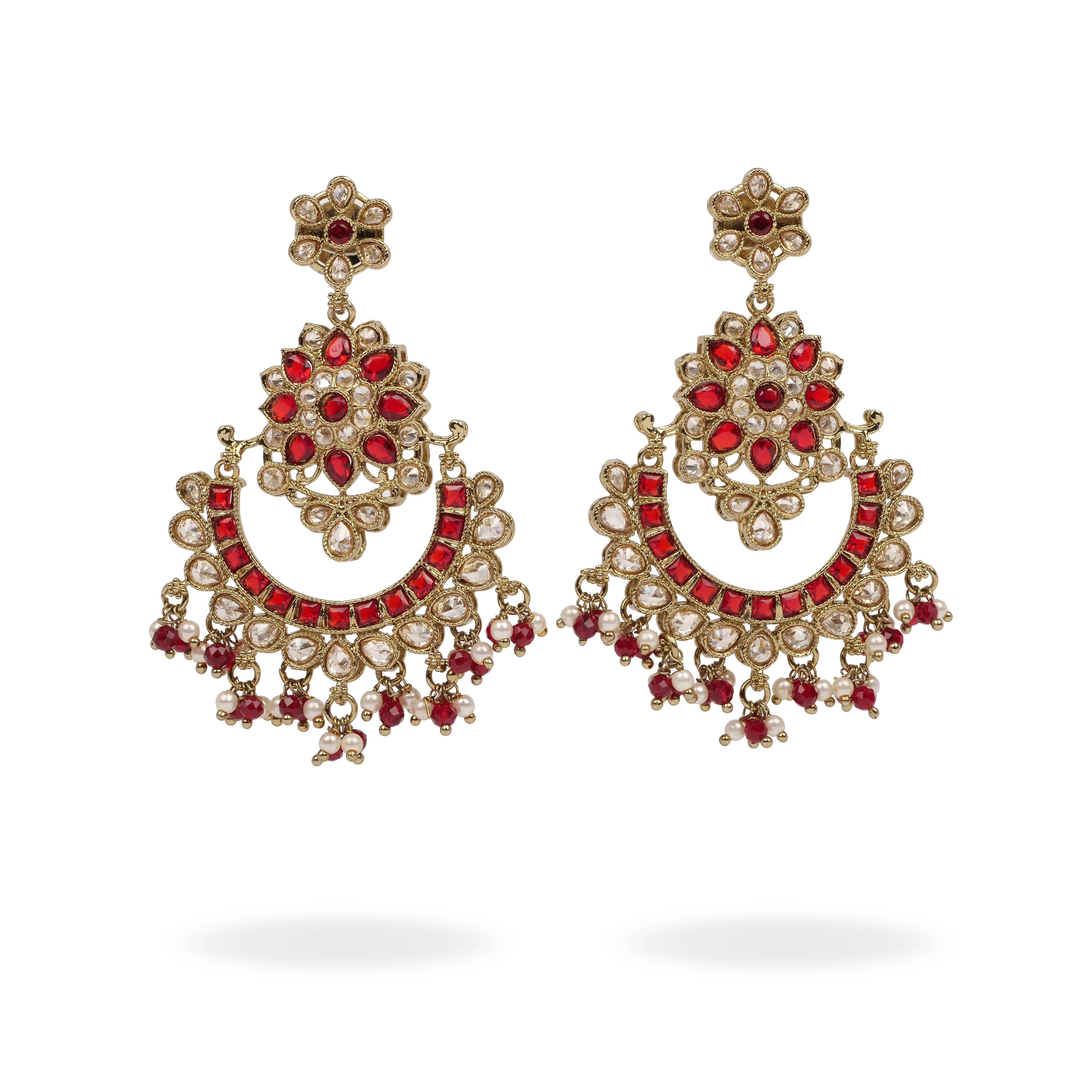 Mira Chandbali Earrings in Maroon