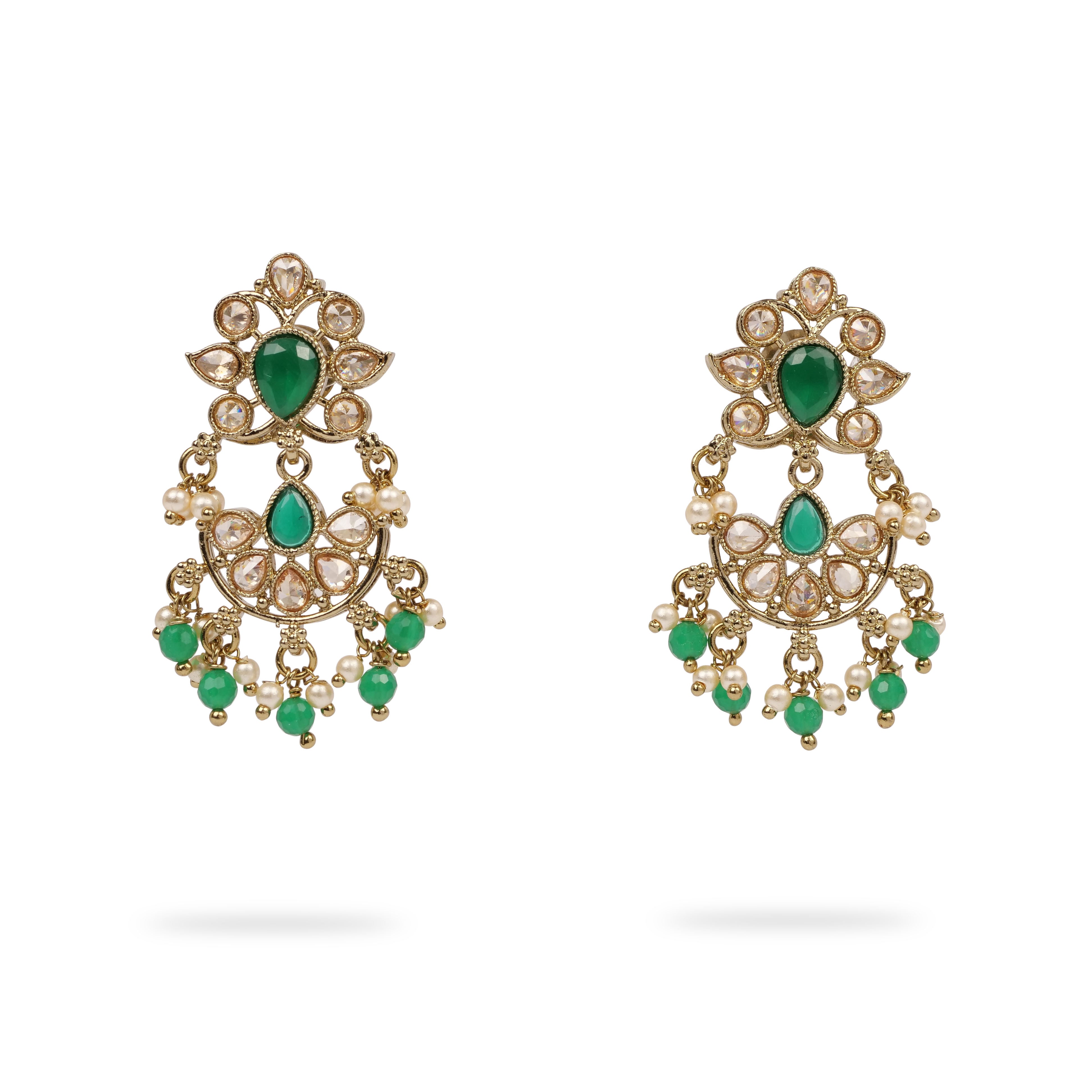 Meena Small Drop Earrings in Green