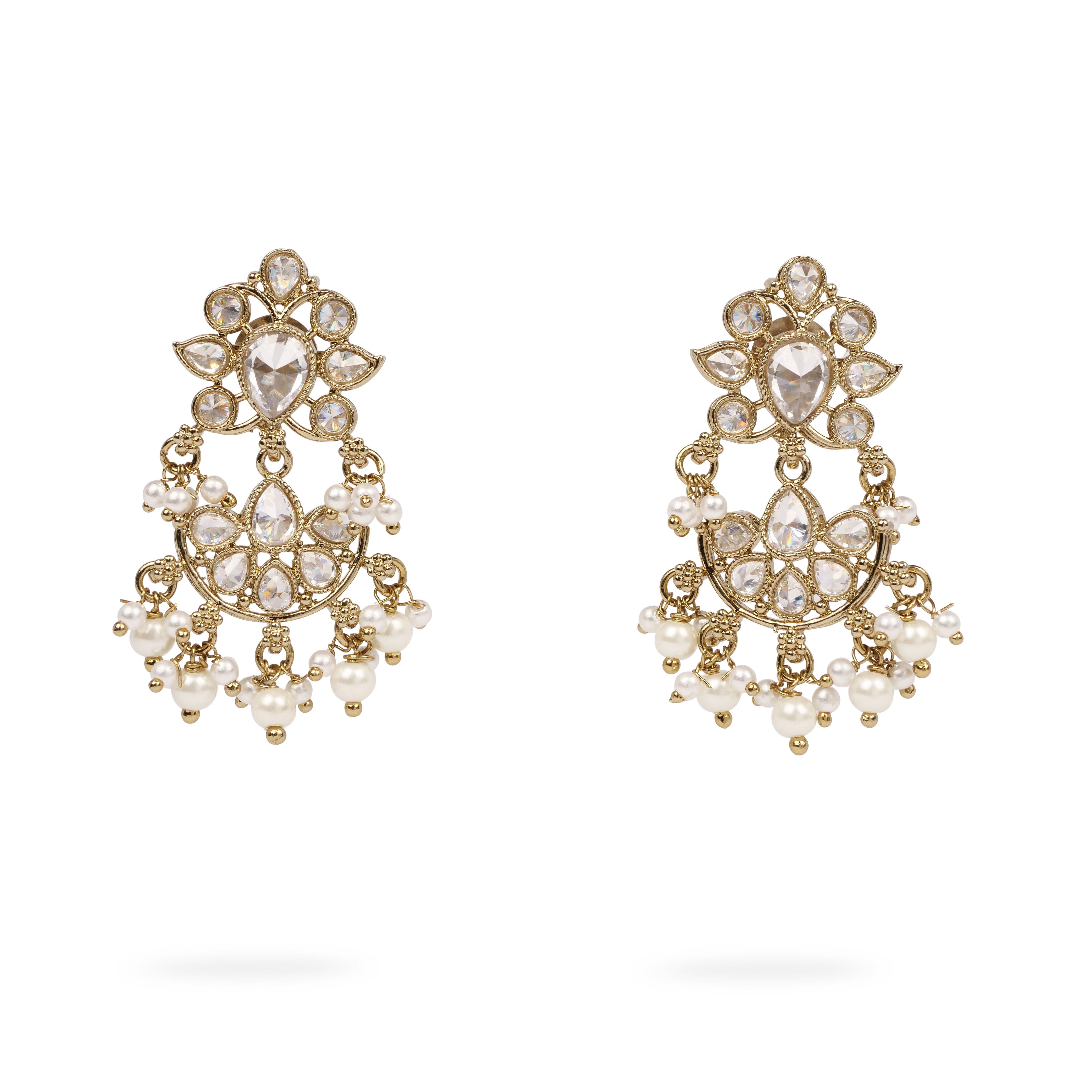 Meena Small Drop Earrings in White