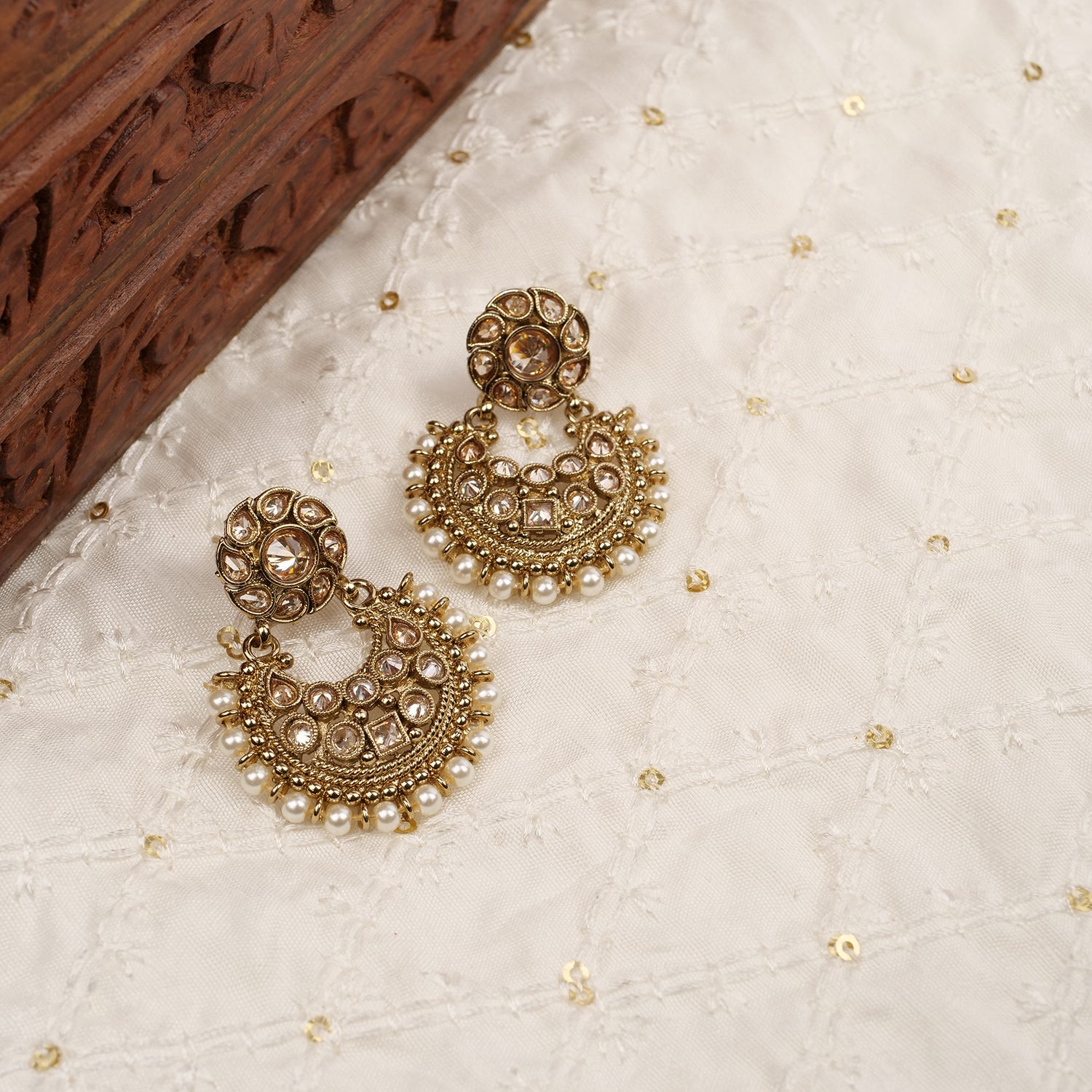 Amina Chandbali Earrings in Champagne