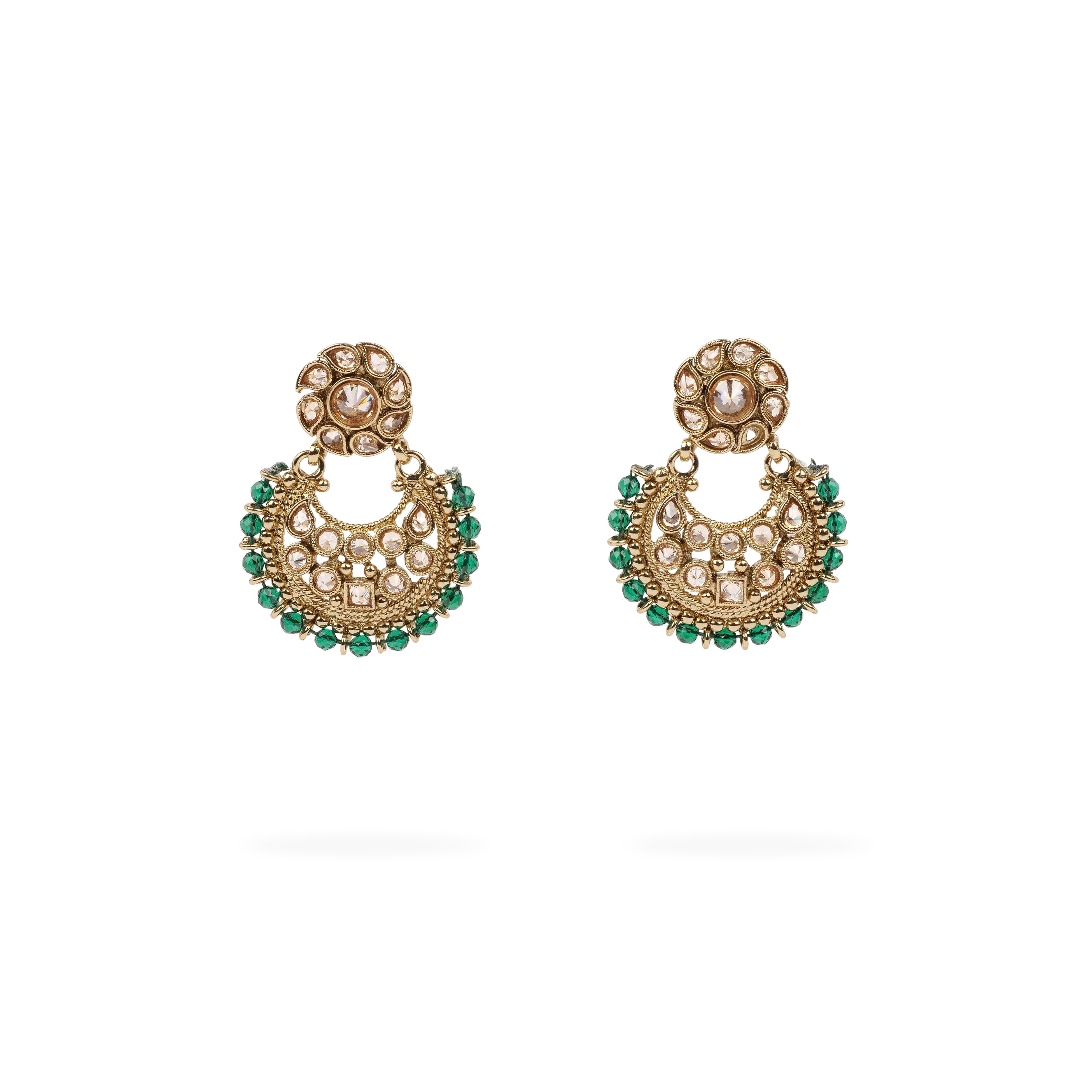 Amina Chandbali Earrings in Green