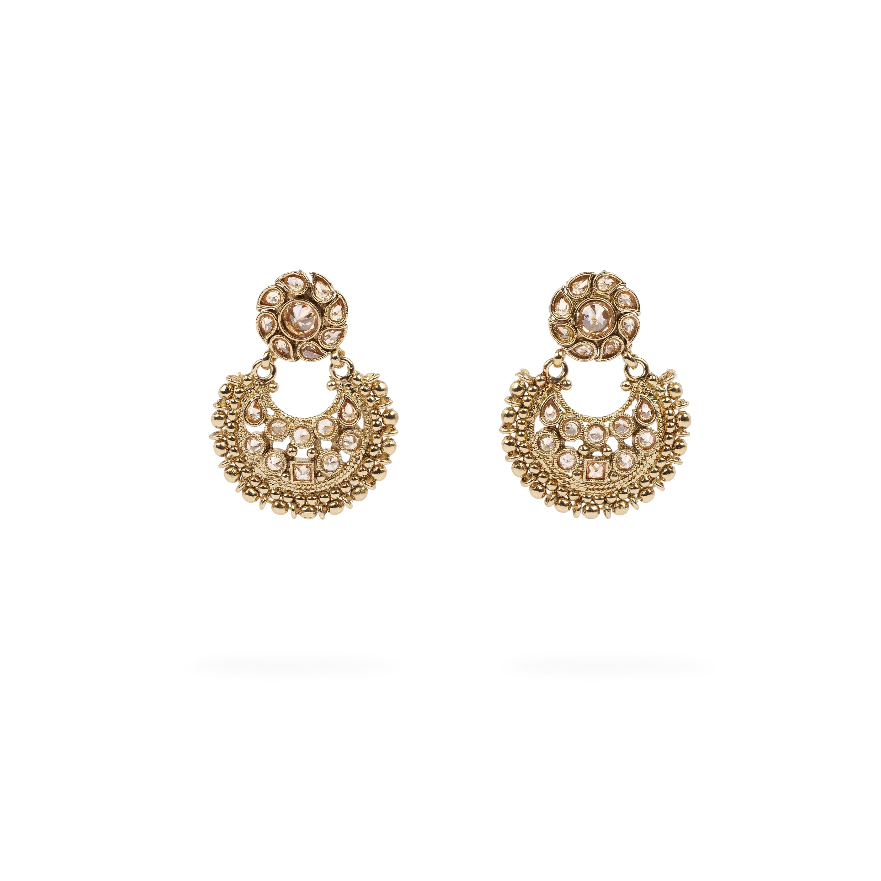 Amina Chandbali Earrings in Antique Gold