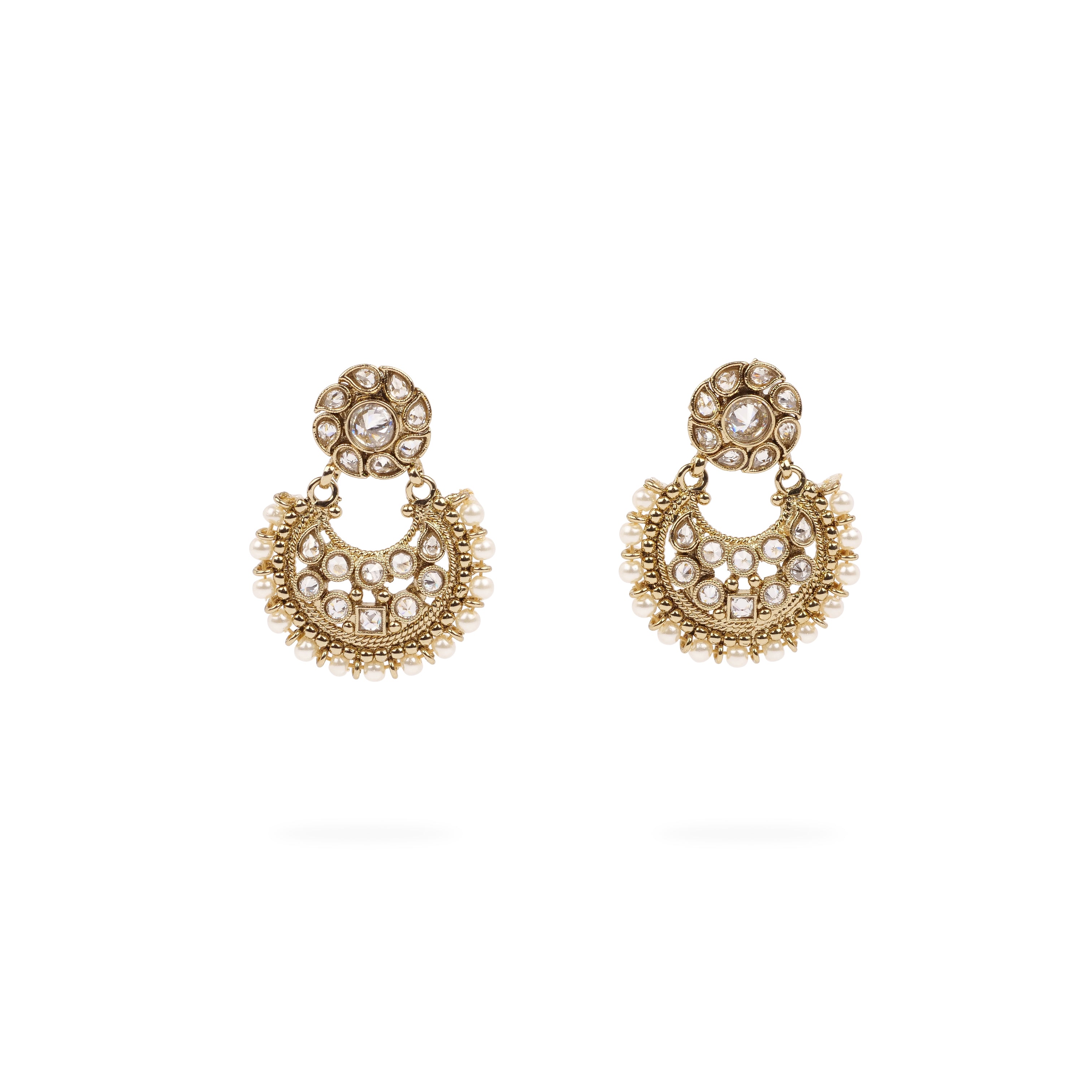 Amina Chandbali Earrings in White