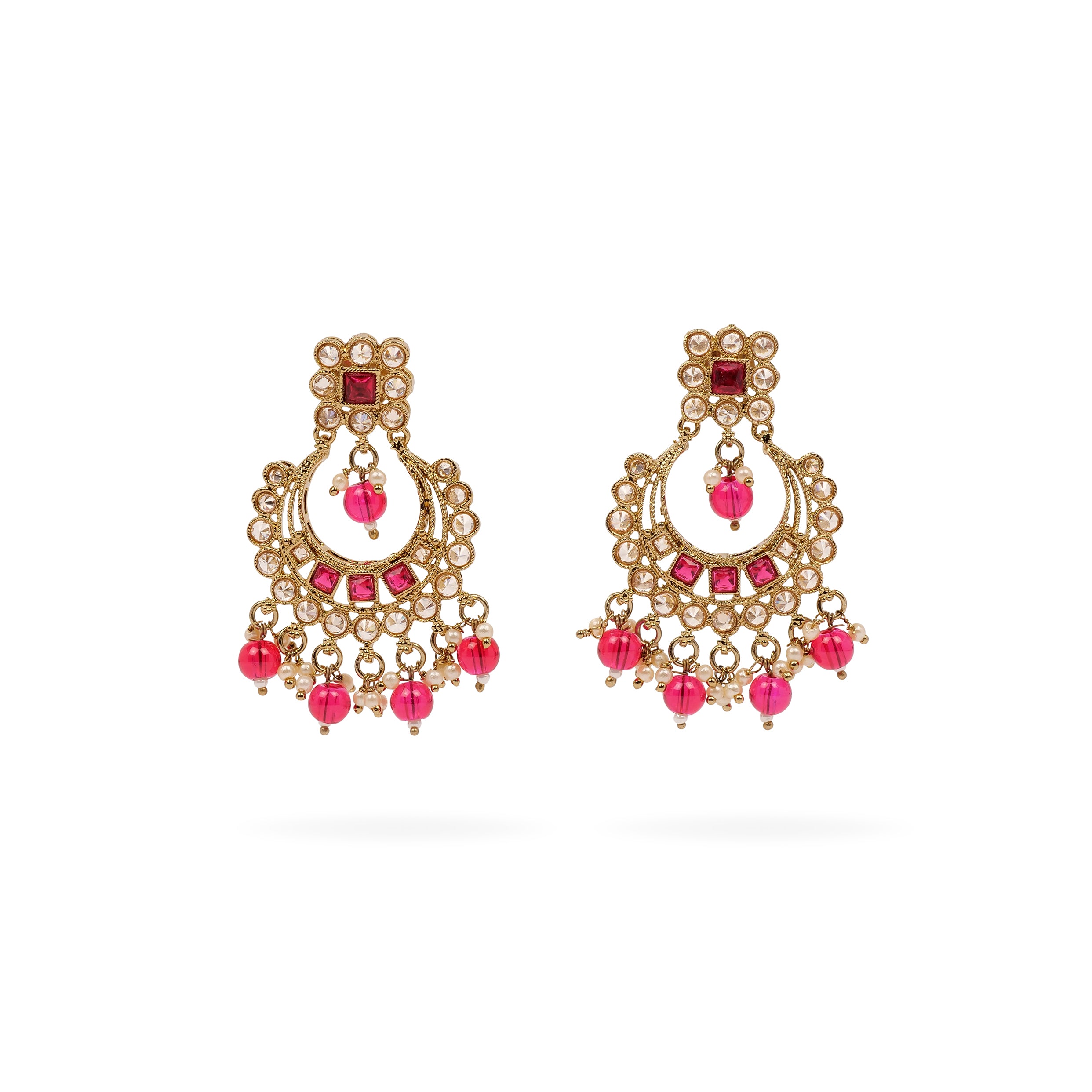 Sana Necklace Set in Hot Pink and Antique Gold