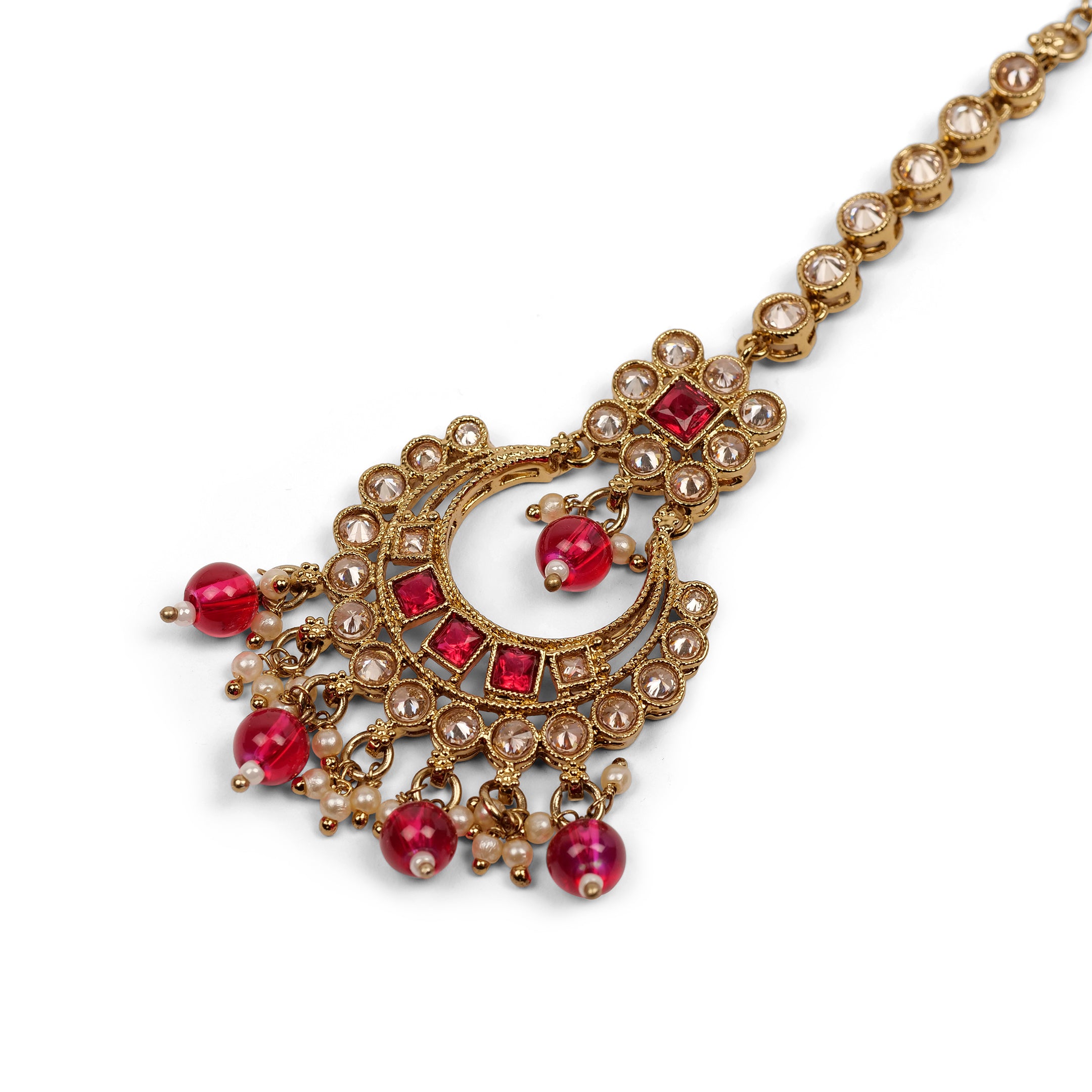 Sana Necklace Set in Hot Pink and Antique Gold