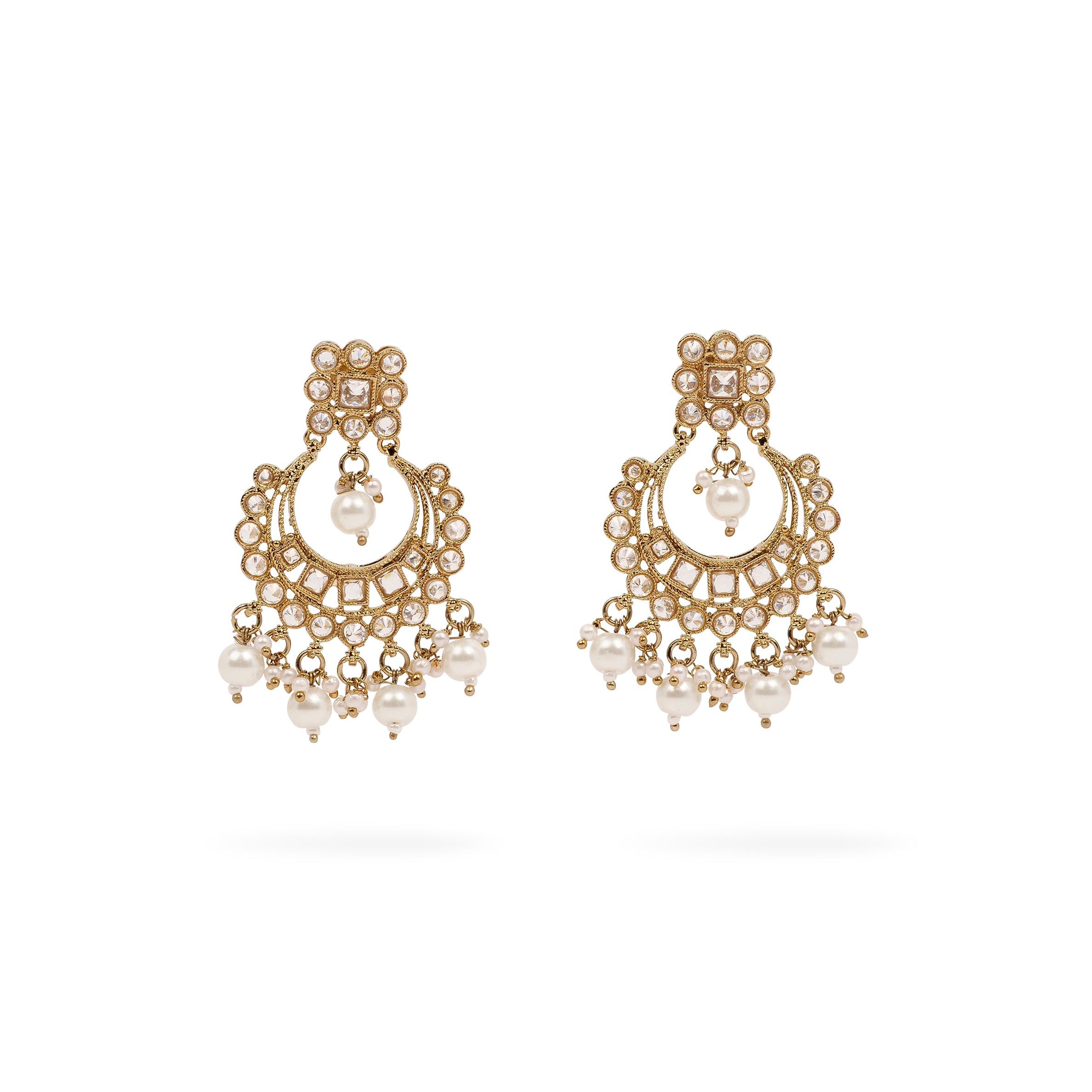 Sana Necklace Set in White and Antique Gold