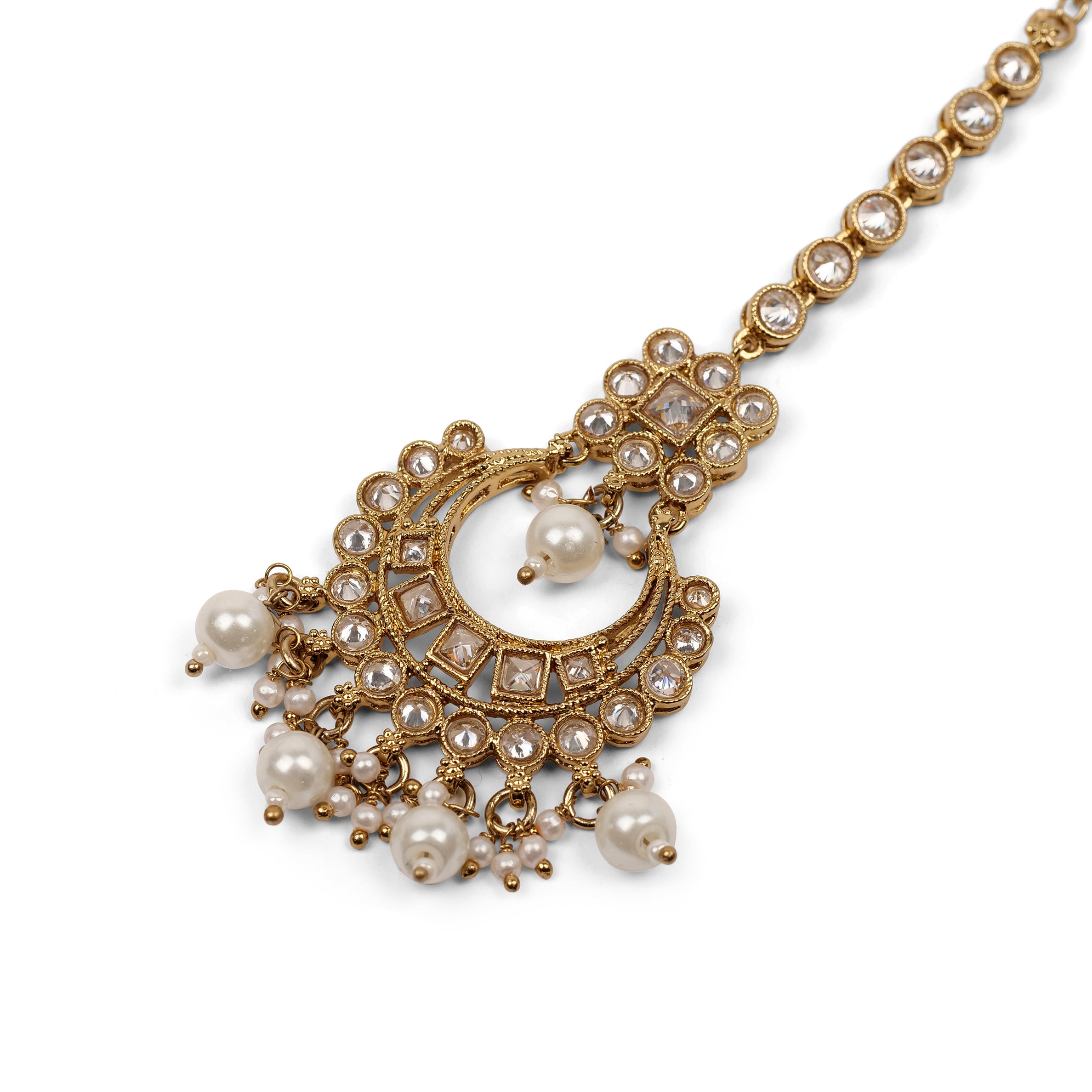 Sana Necklace Set in White and Antique Gold