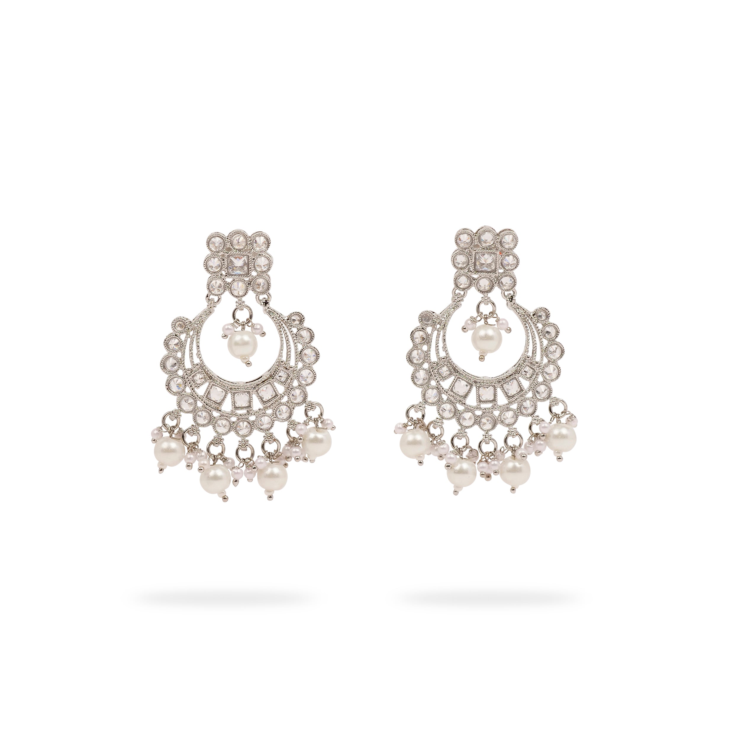 Sana Necklace Set in Pearl and Rhodium