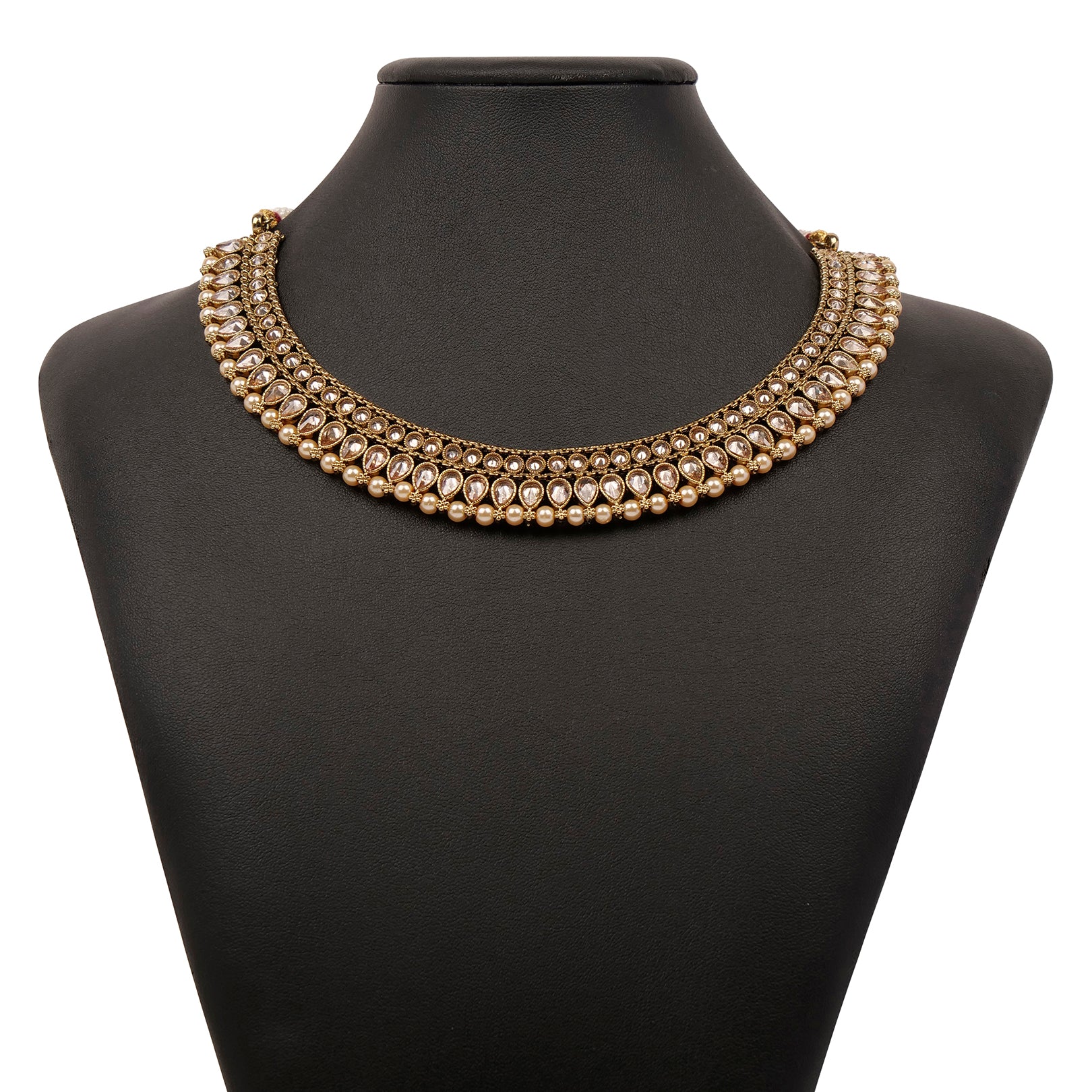 Anala Simple Necklace Set in Light Topaz and Pearl