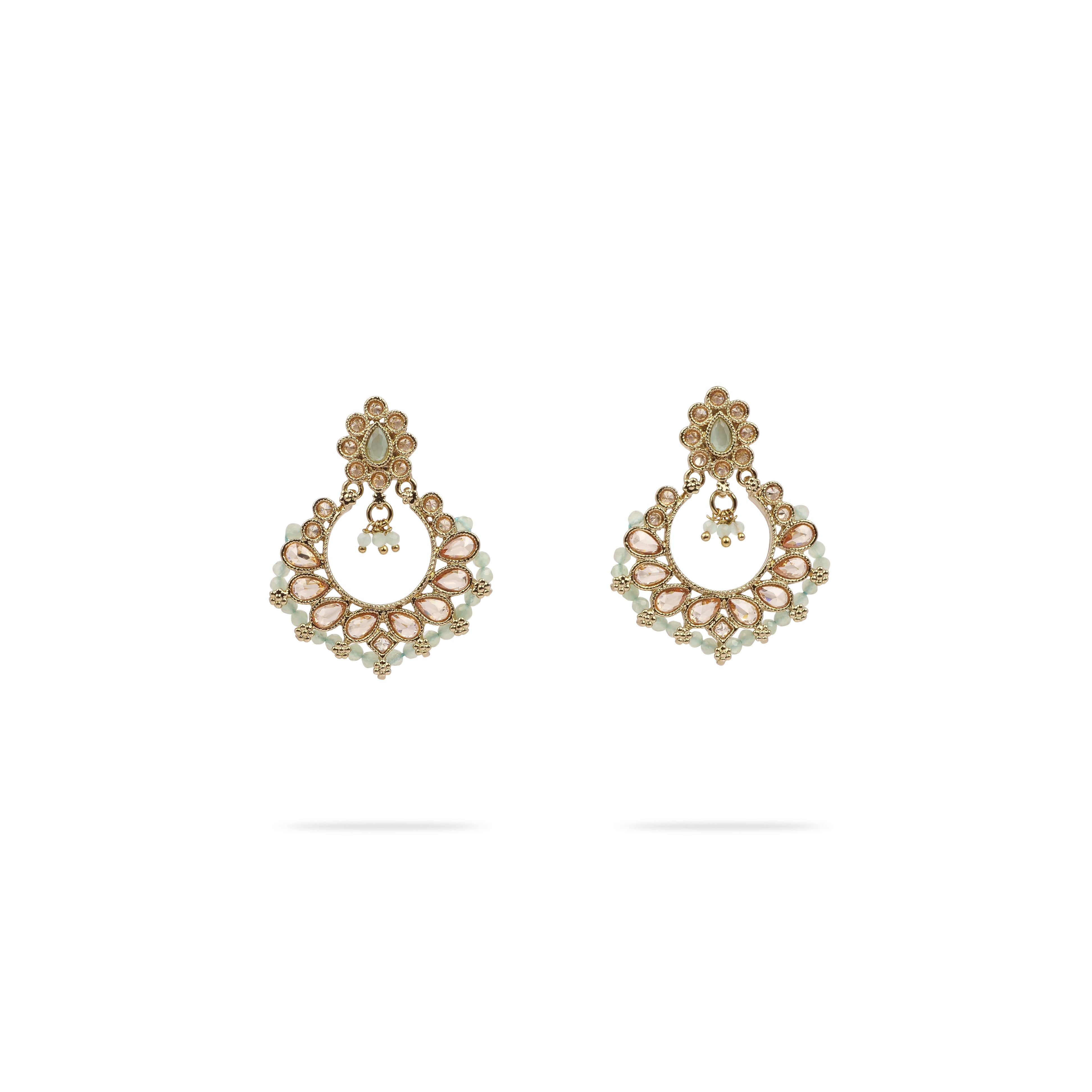 Naina Simple Necklace Set in Mint