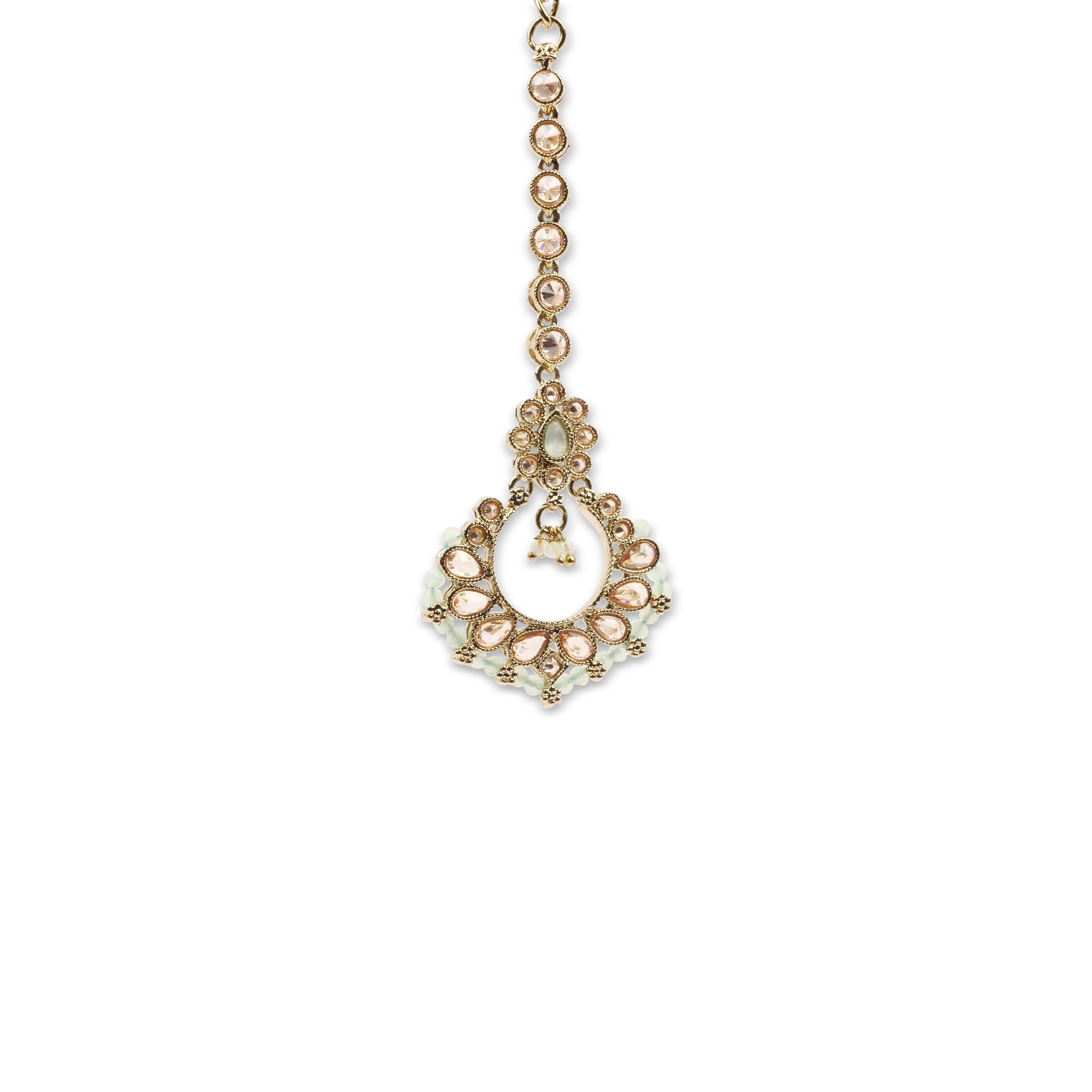 Naina Simple Necklace Set in Mint