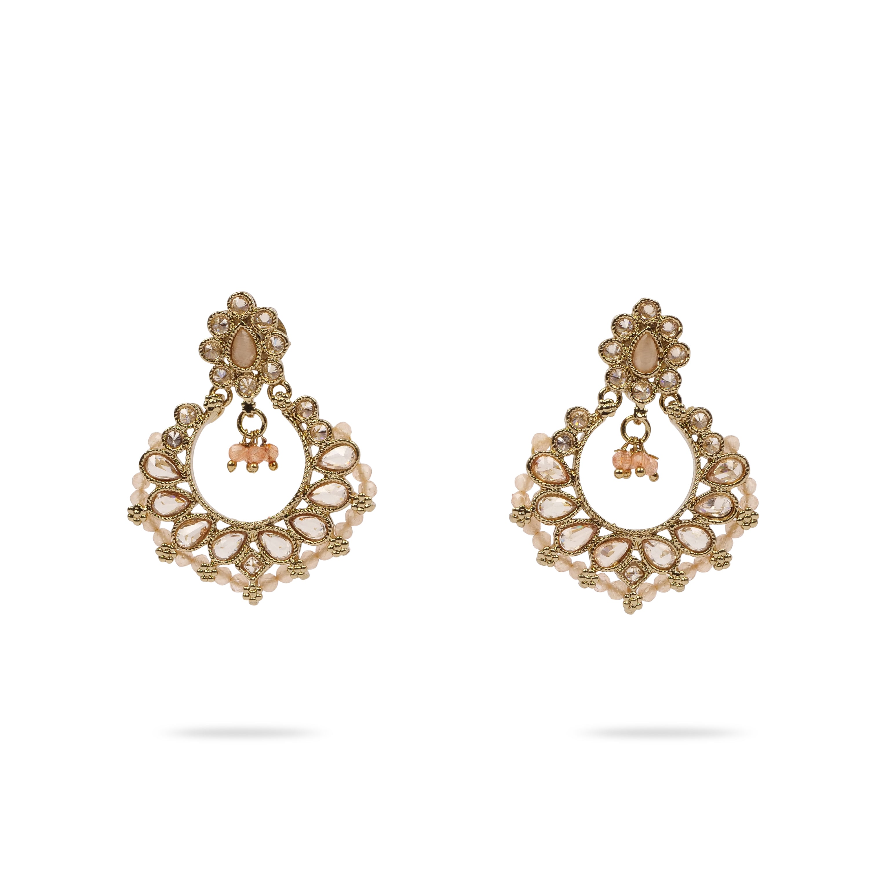 Naina Simple Necklace Set in Peach