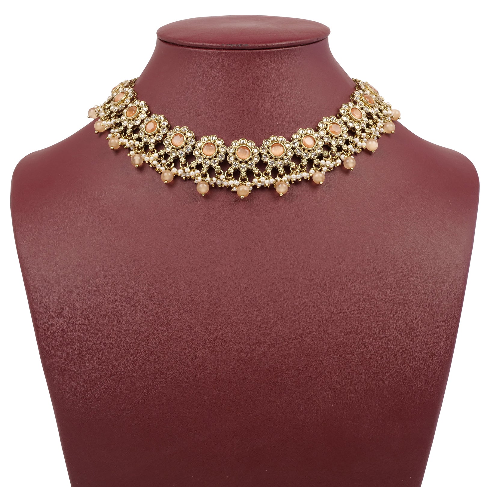 Arana Necklace Set in Peach