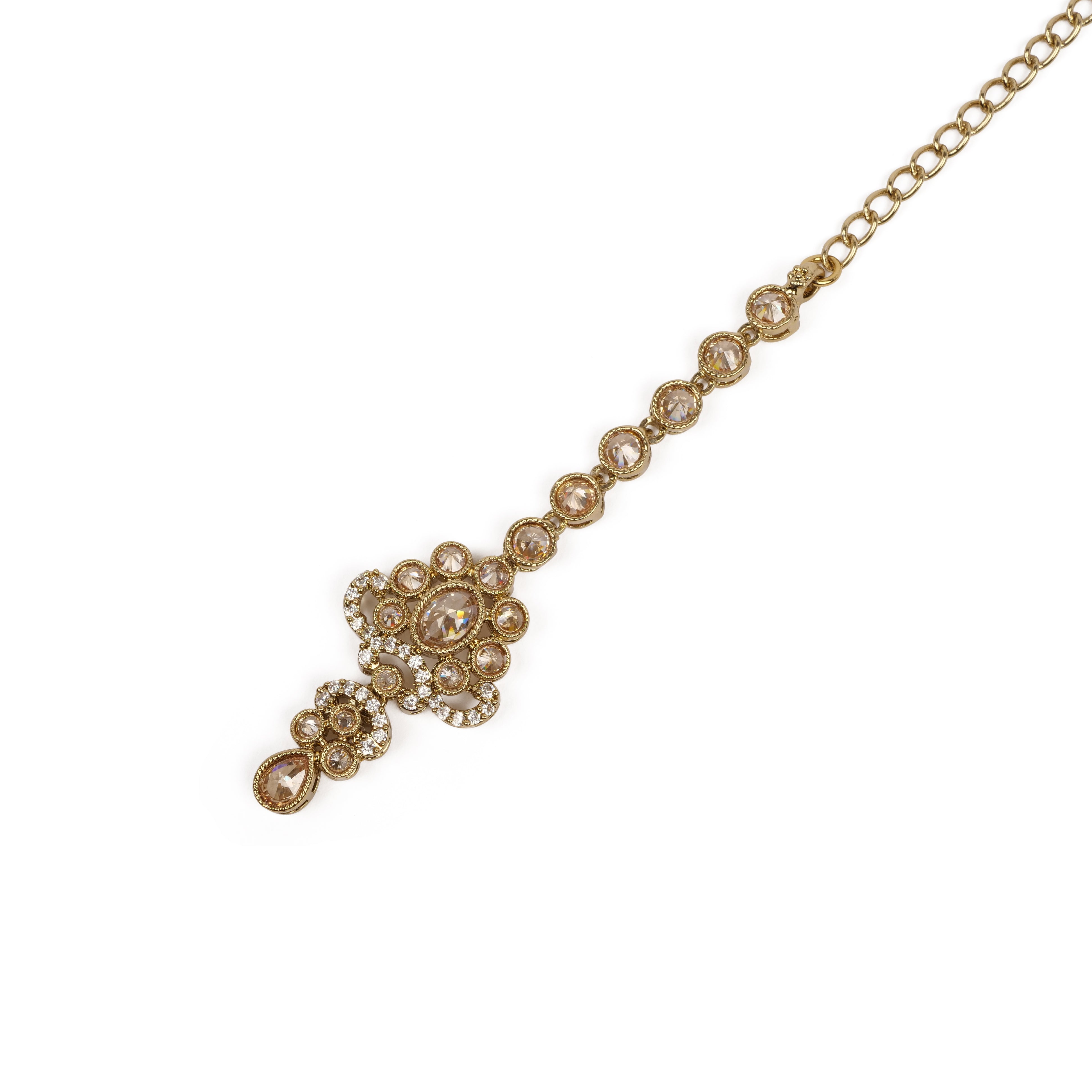 Ishika Simple Necklace Set in Light Topaz